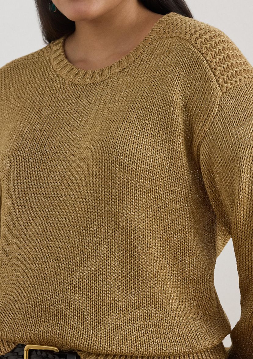 Metallic Cotton-Blend Crewneck Sweater