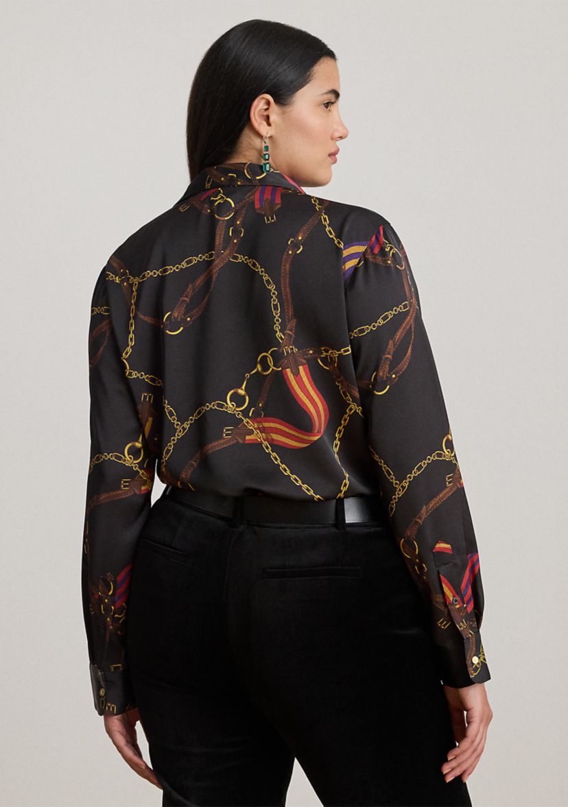 Classic Fit Belting-Print Satin Shirt