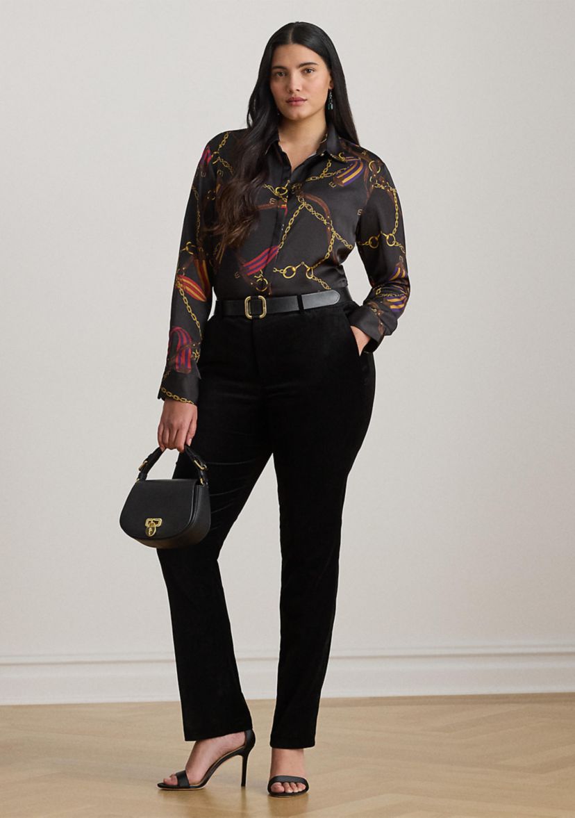 Classic Fit Belting-Print Satin Shirt