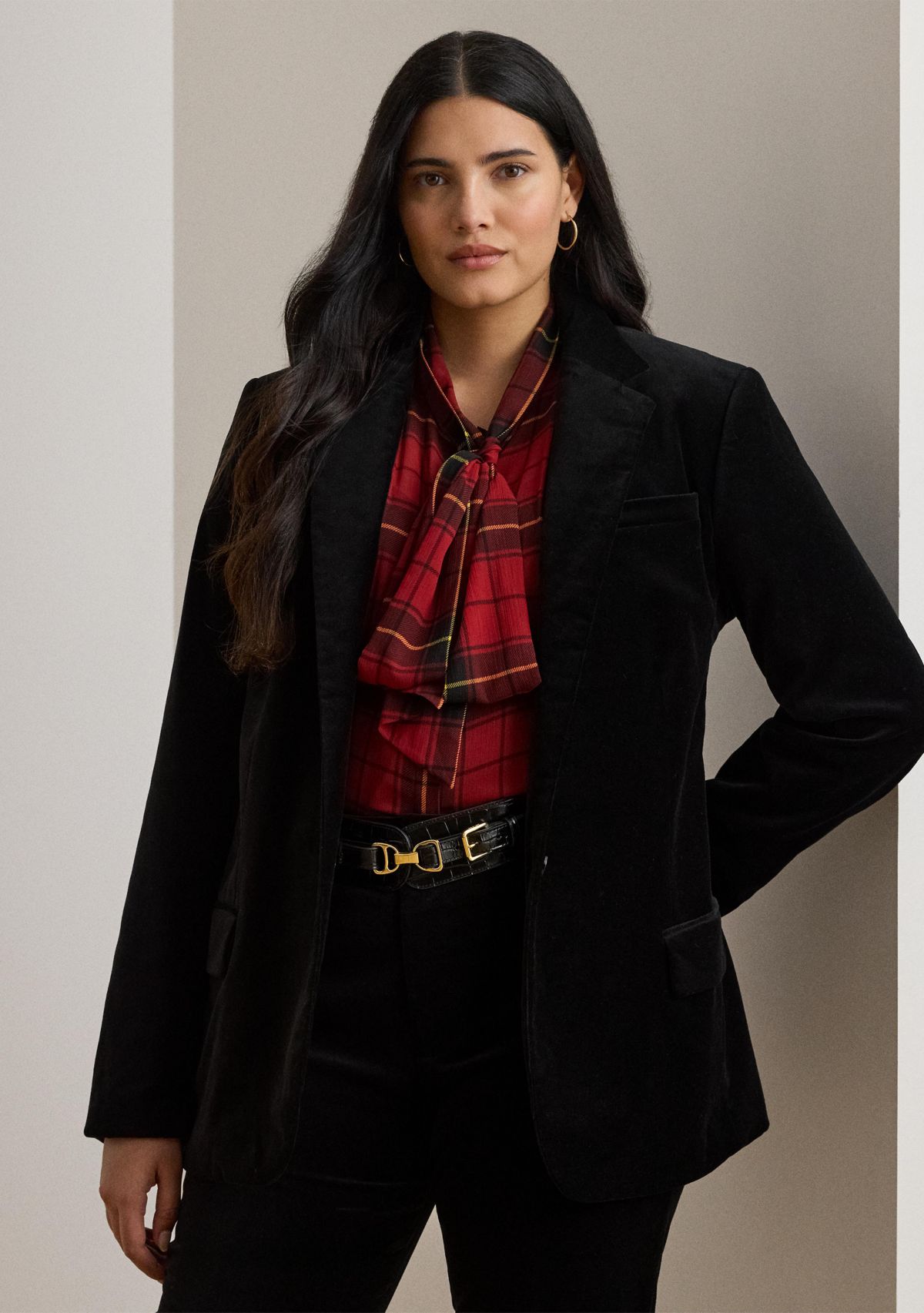 Plus Size Stretch Velvet Blazer