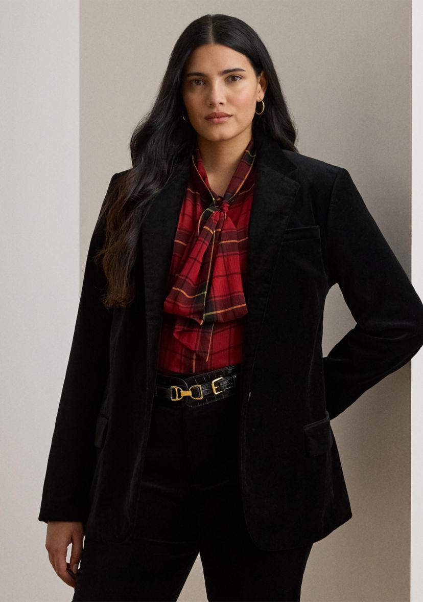 Plus Size Stretch Velvet Blazer