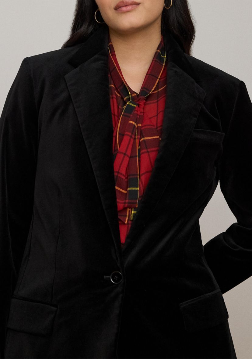 Plus Size Stretch Velvet Blazer