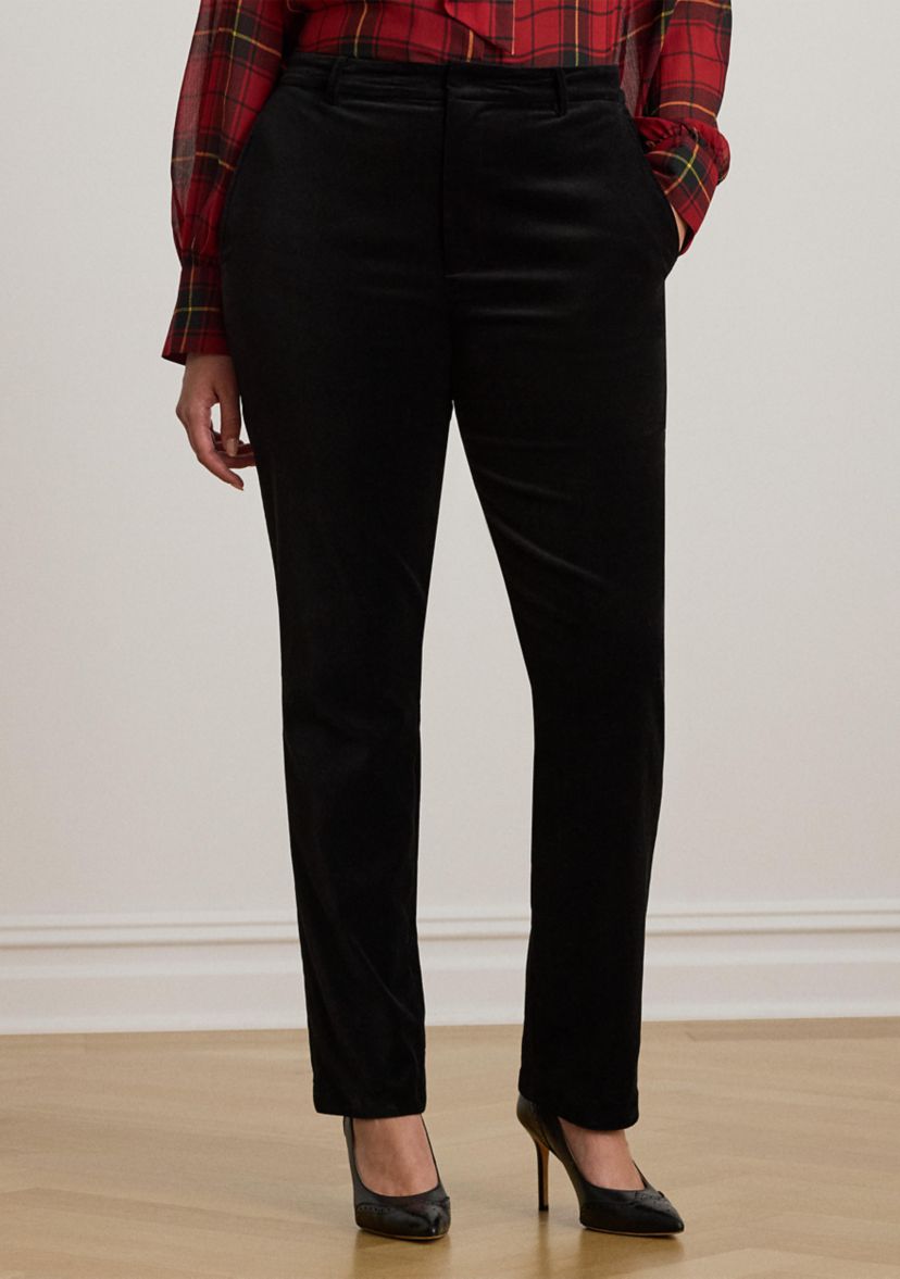 Plus Size Stretch Velvet Cropped Pants