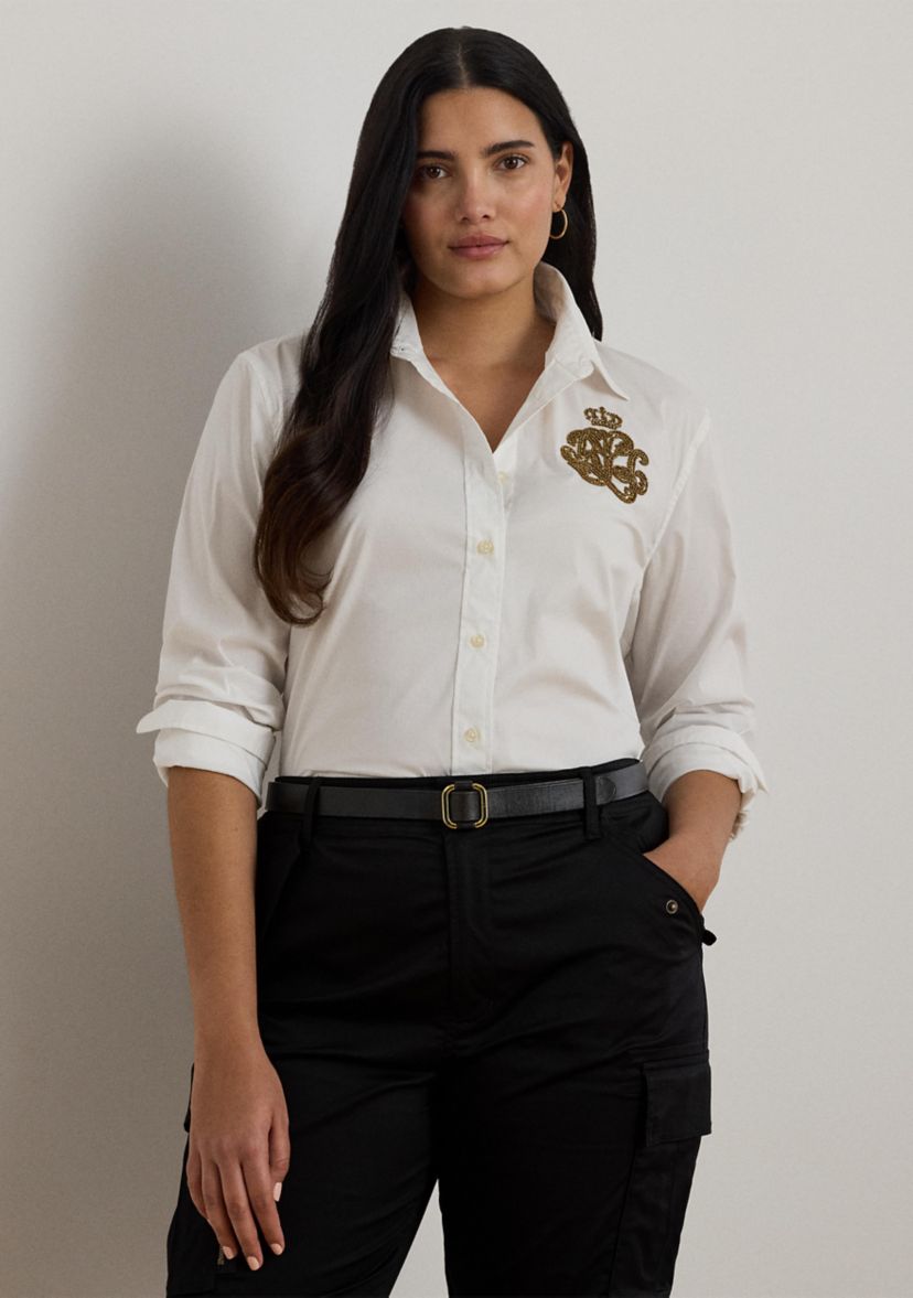 Womens Classic Fit Logo Cotton Blend Shirt