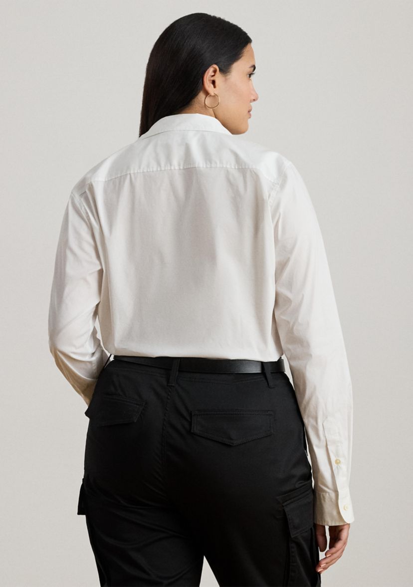 Womens Classic Fit Logo Cotton Blend Shirt