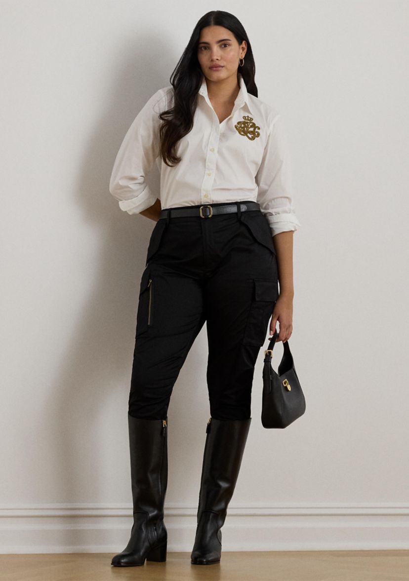 Womens Classic Fit Logo Cotton Blend Shirt