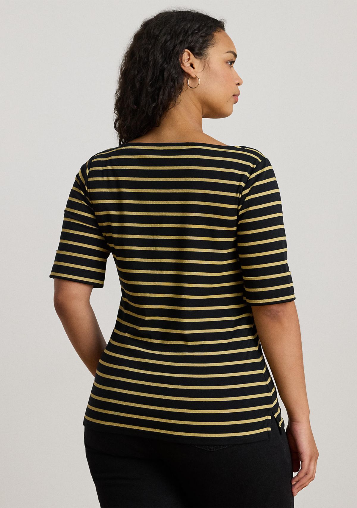 Metallic Striped Boatneck T-Shirt