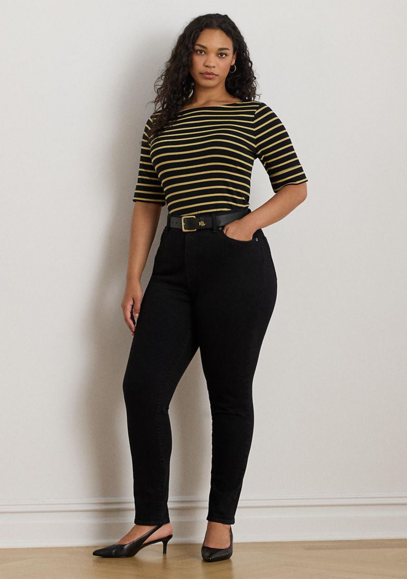 Metallic Striped Boatneck T-Shirt