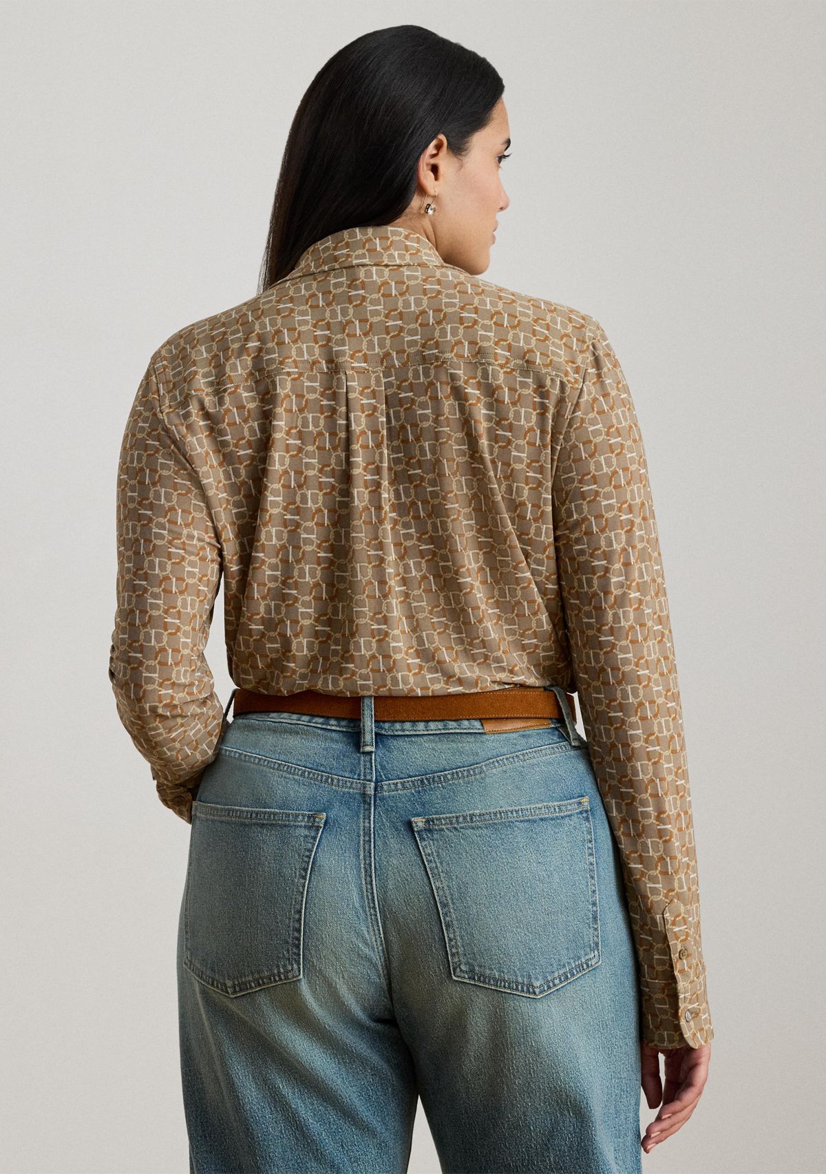 Womens Slim Fit Geo-Print Jersey Shirt