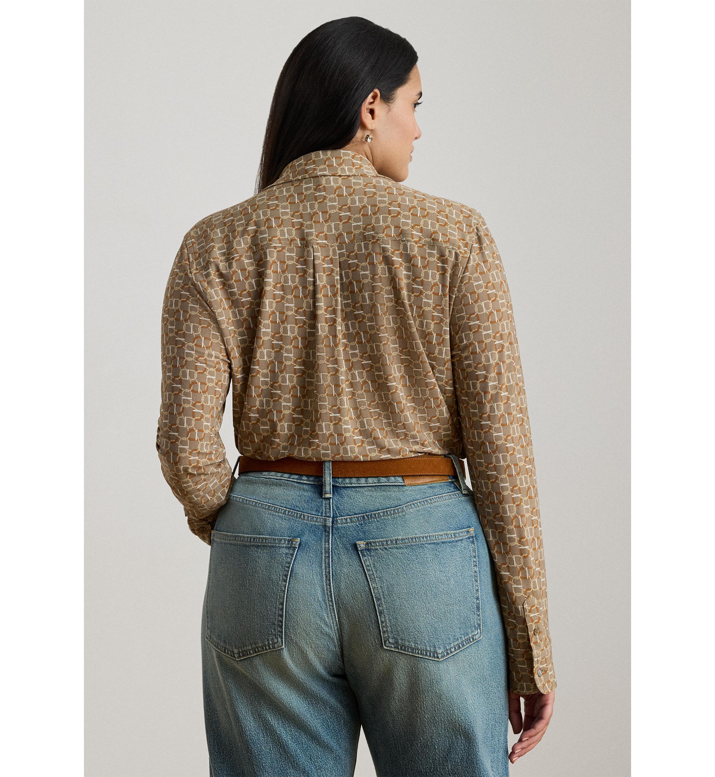 Womens Slim Fit Geo-Print Jersey Shirt