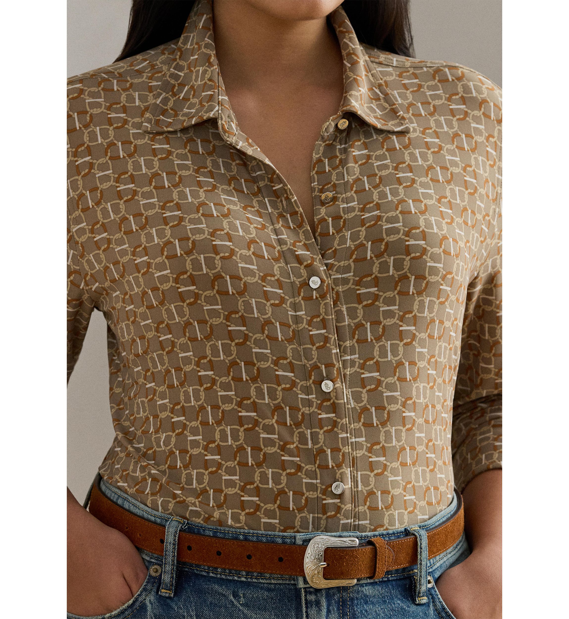 Womens Slim Fit Geo-Print Jersey Shirt