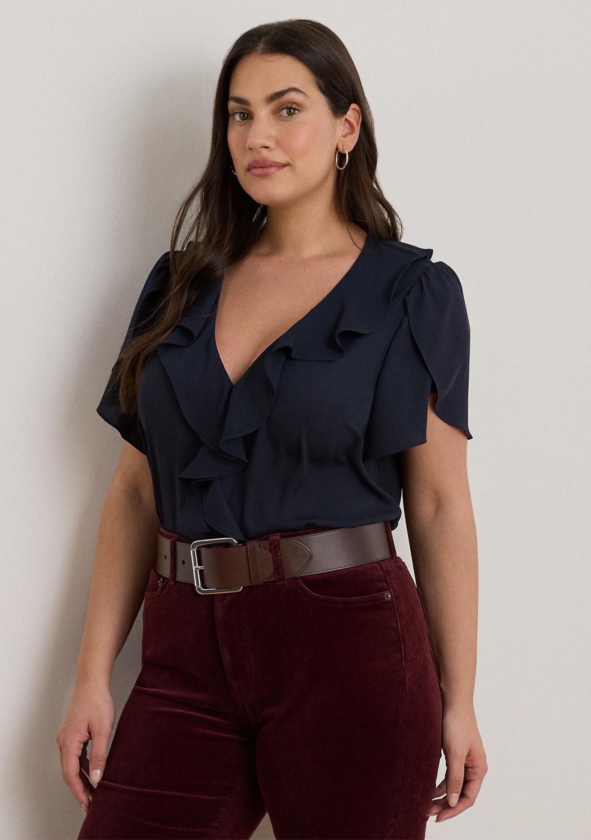 Plus Size Ruffle-Trim Georgette Blouse