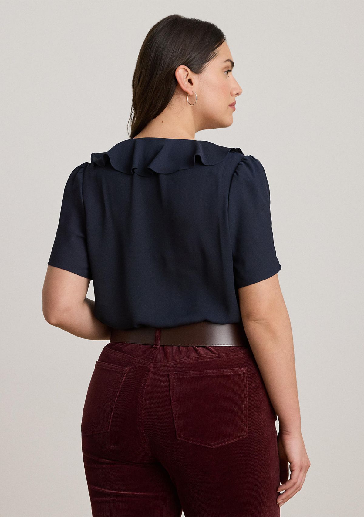 Plus Size Ruffle-Trim Georgette Blouse