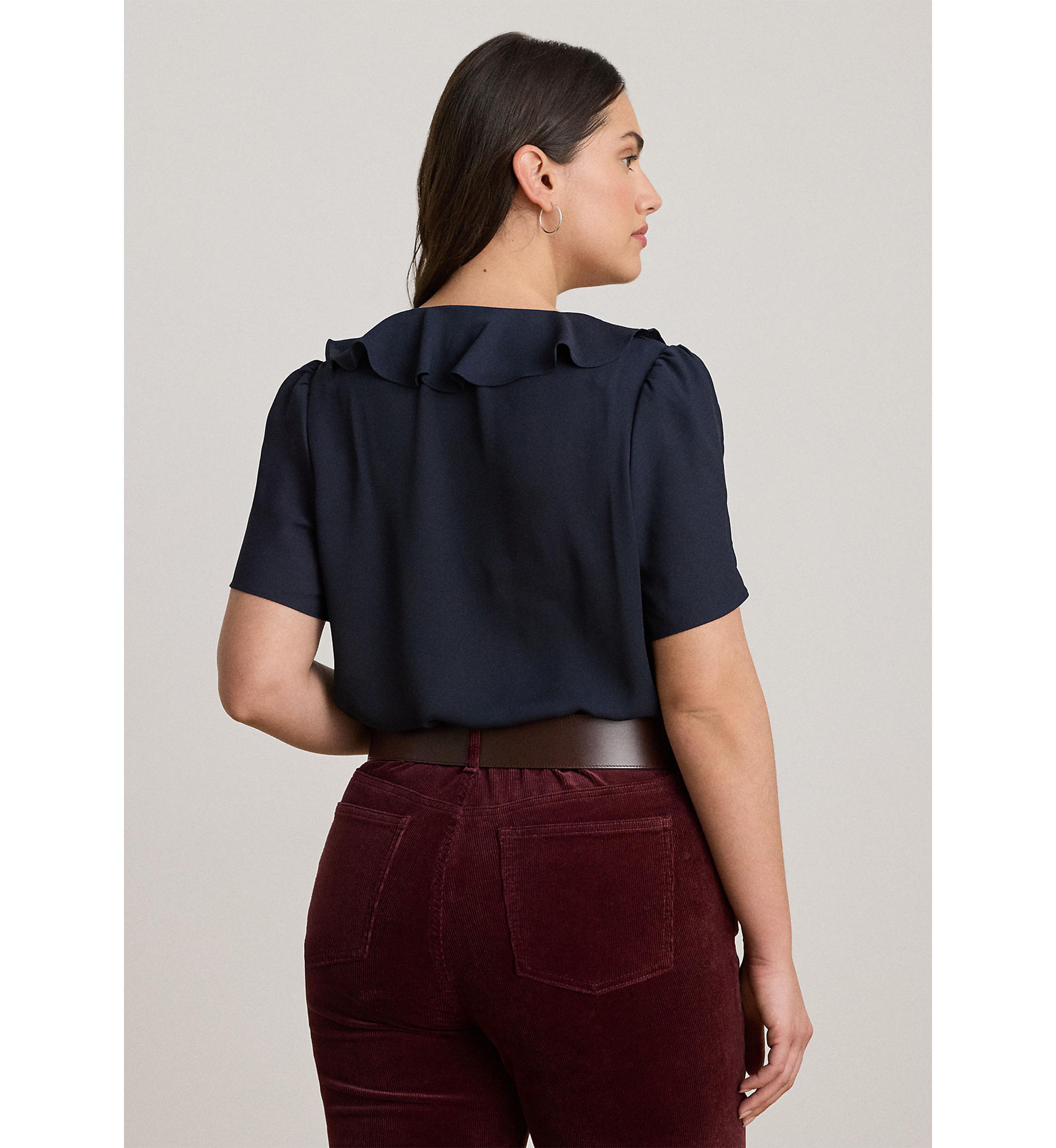 Plus Size Ruffle-Trim Georgette Blouse
