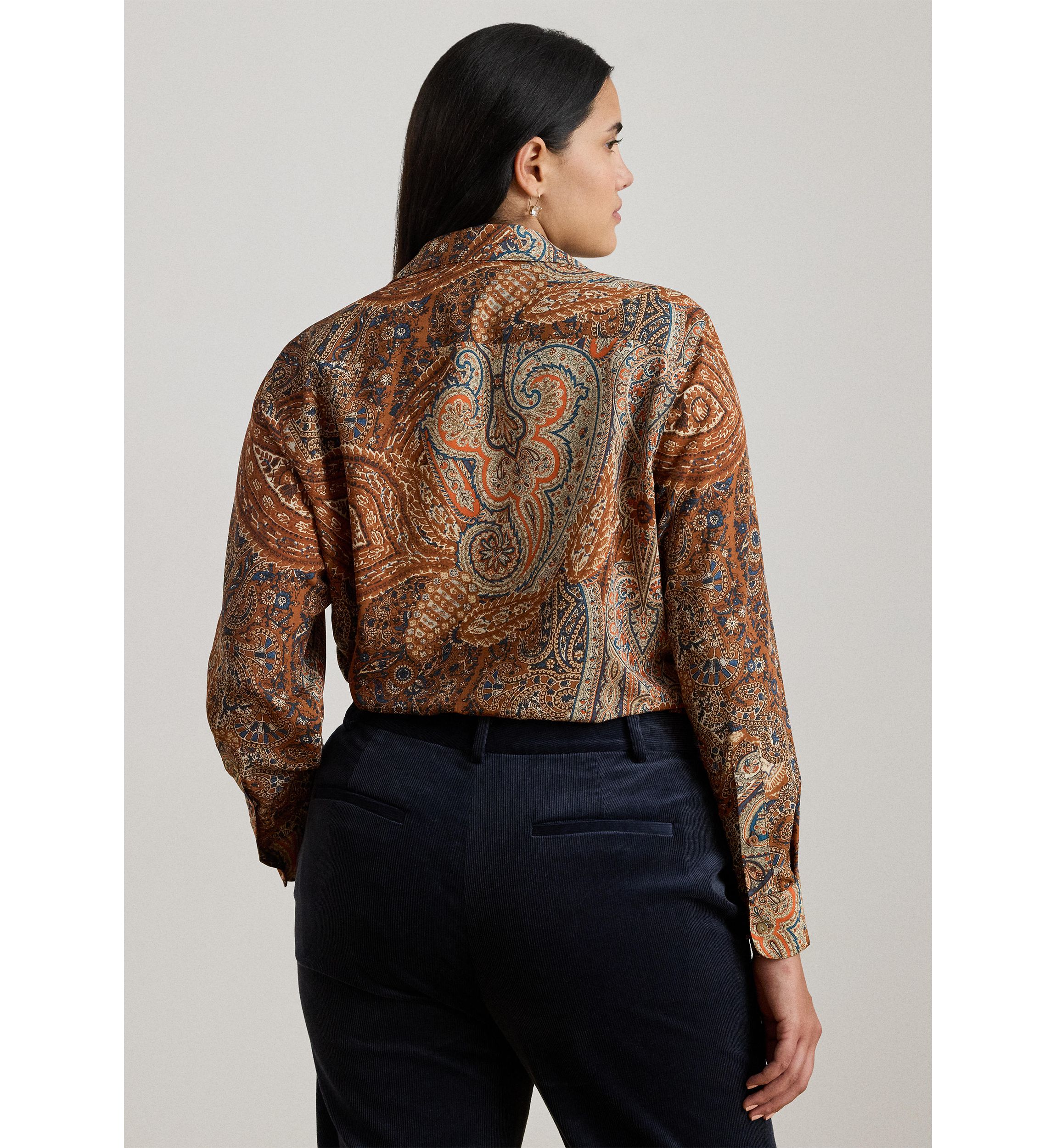 Womens Classic Fit Paisley Crepe Shirt