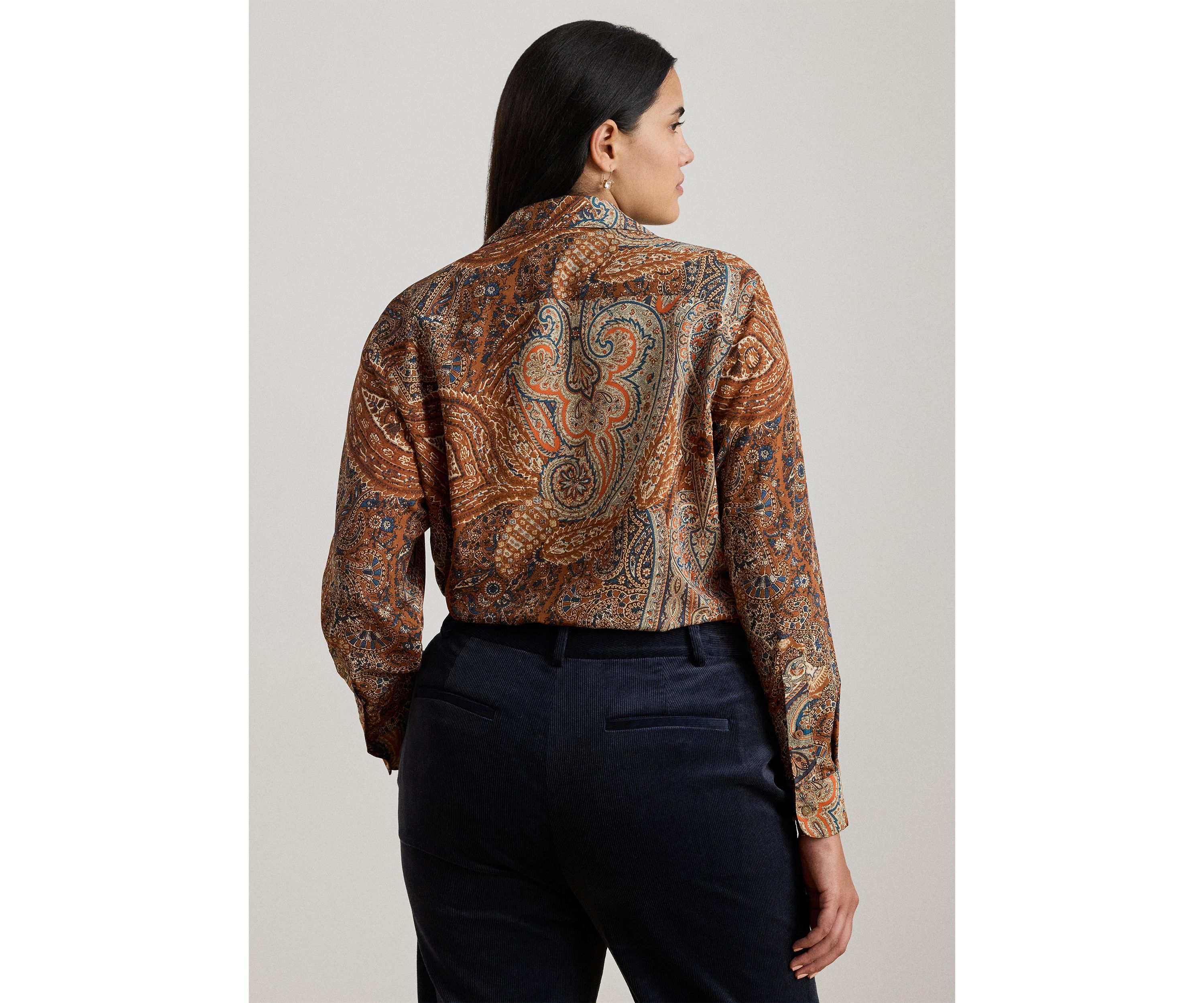 Womens Classic Fit Paisley Crepe Shirt