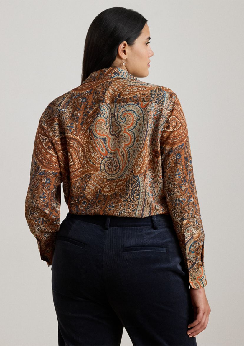 Womens Classic Fit Paisley Crepe Shirt