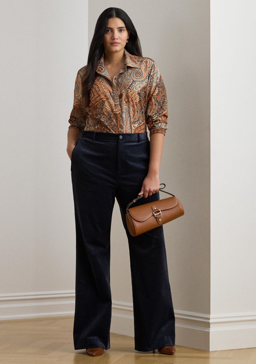 Womens Classic Fit Paisley Crepe Shirt