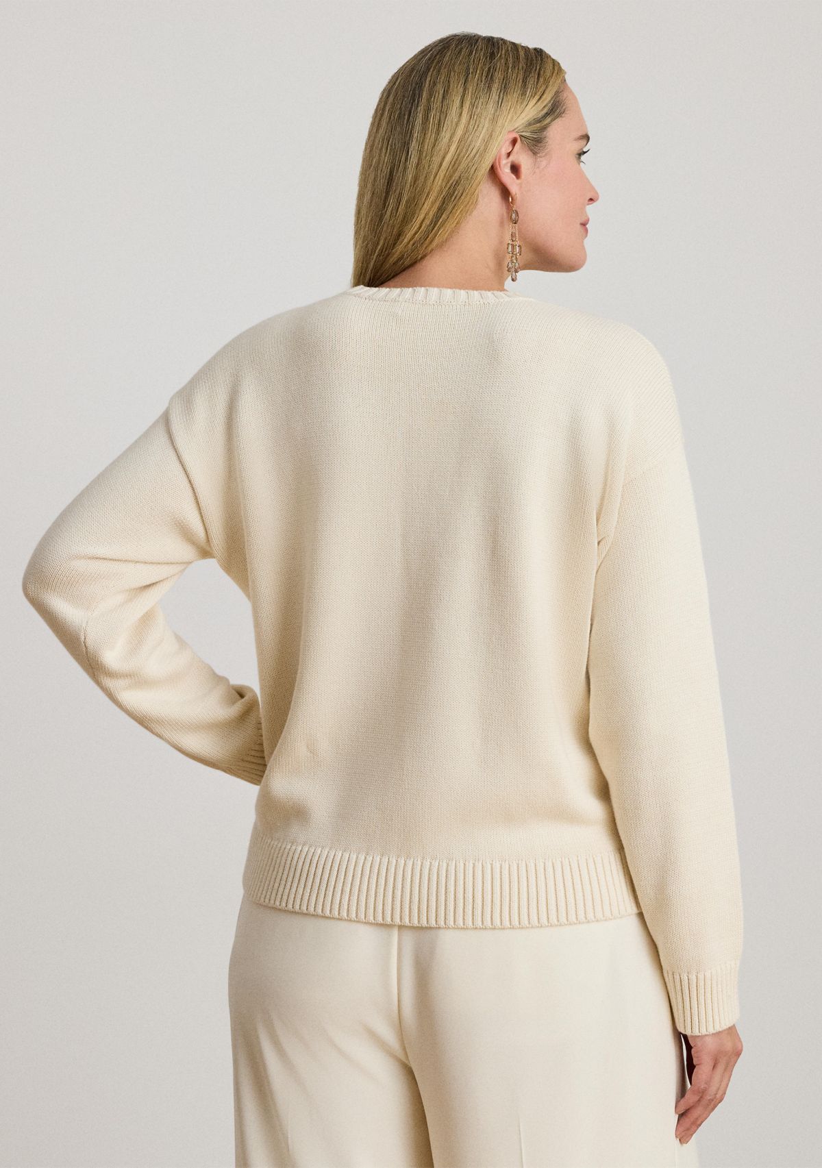 Womens Intarsia-Knit Golden Retriever Sweater