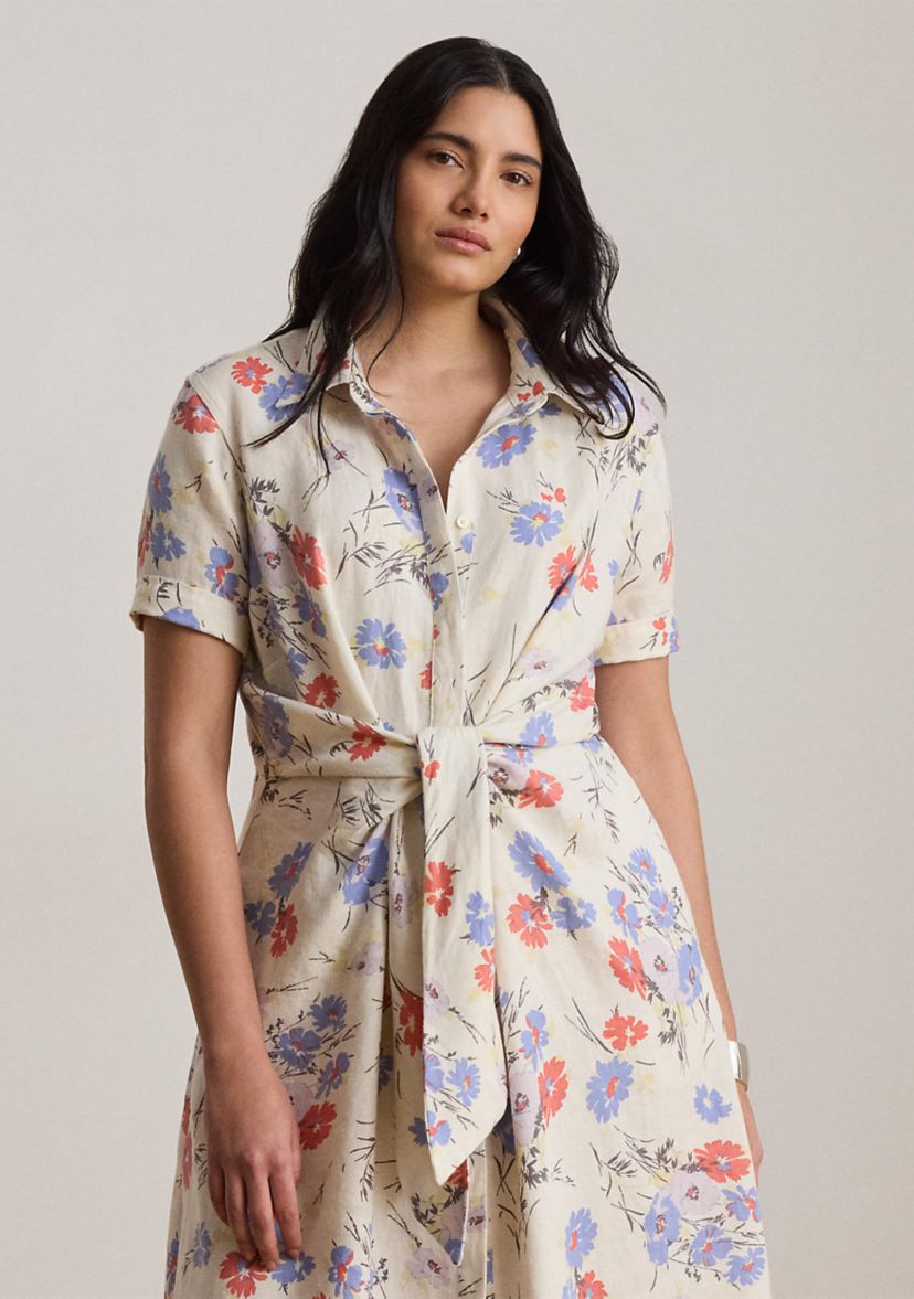 Ralph Lauren Floral Linen Shirtdress - Cream Multi
