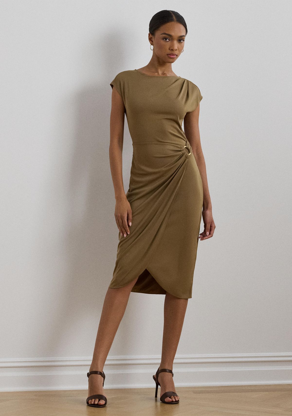 Ring Trim Jersey Cap Sleeve Dress