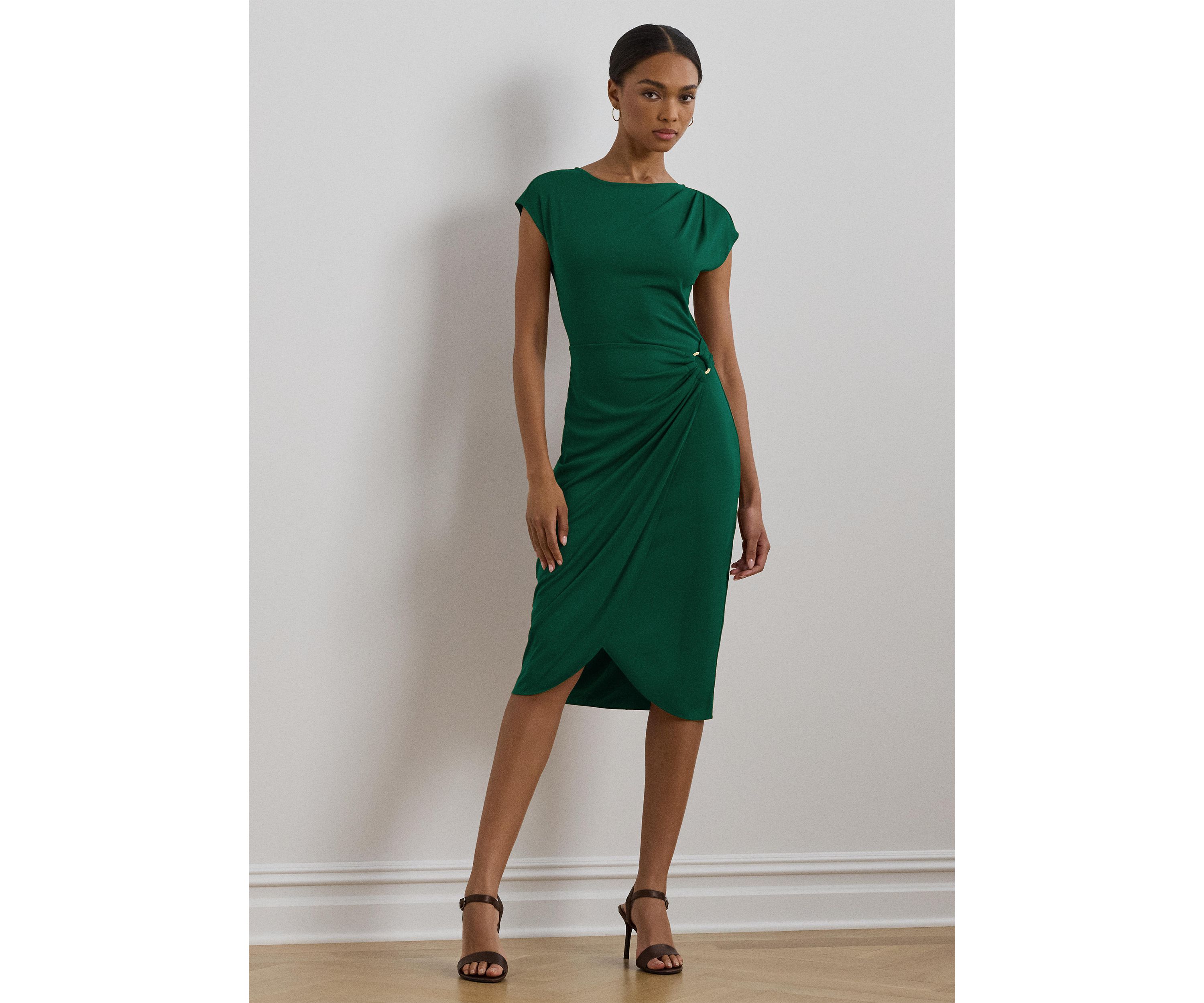 Ring Trim Jersey Cap Sleeve Dress