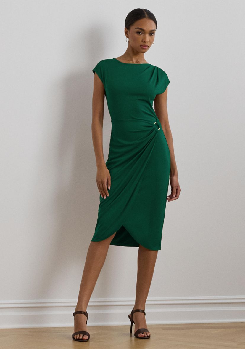 Ring Trim Jersey Cap Sleeve Dress