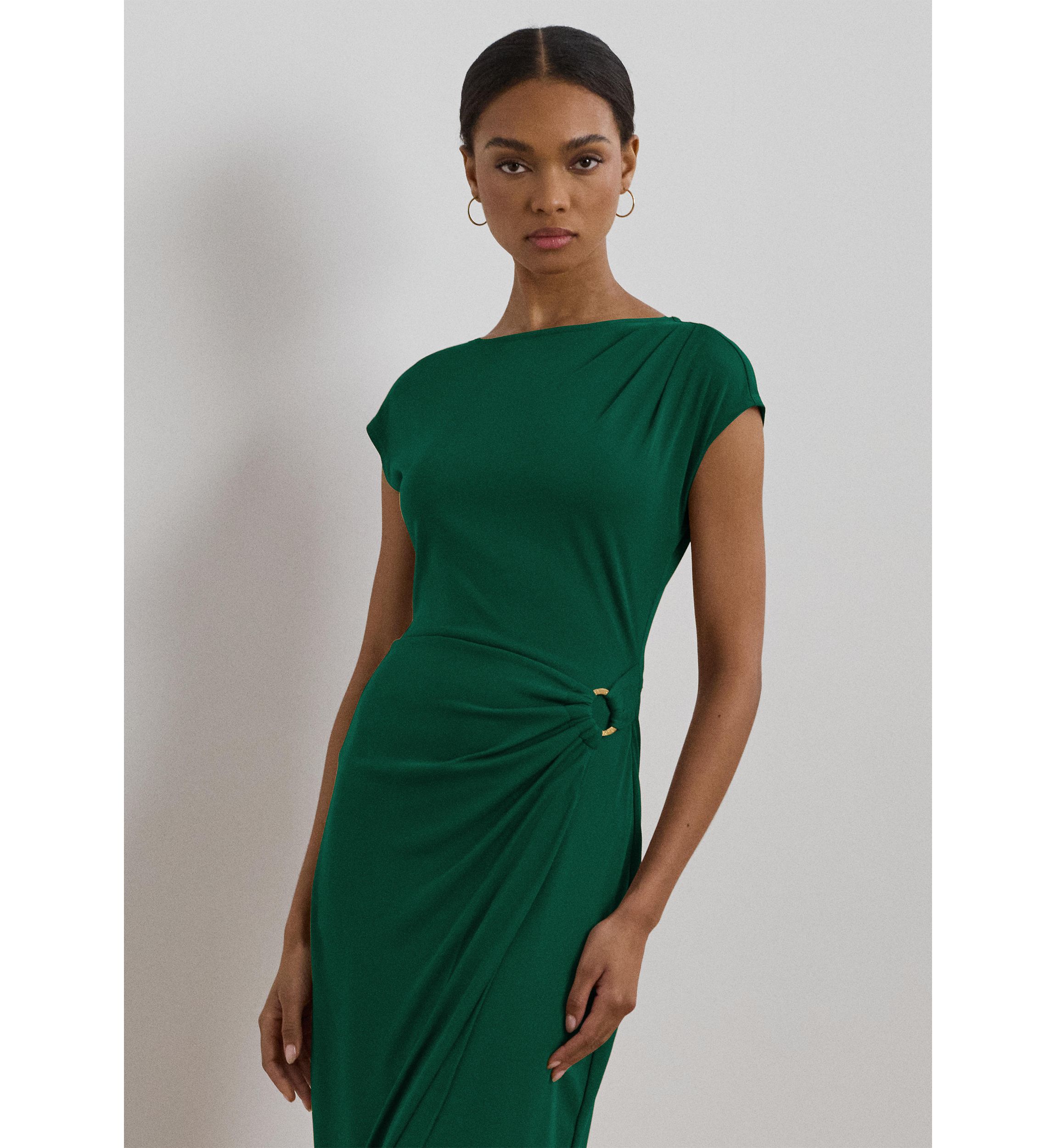 Ring Trim Jersey Cap Sleeve Dress