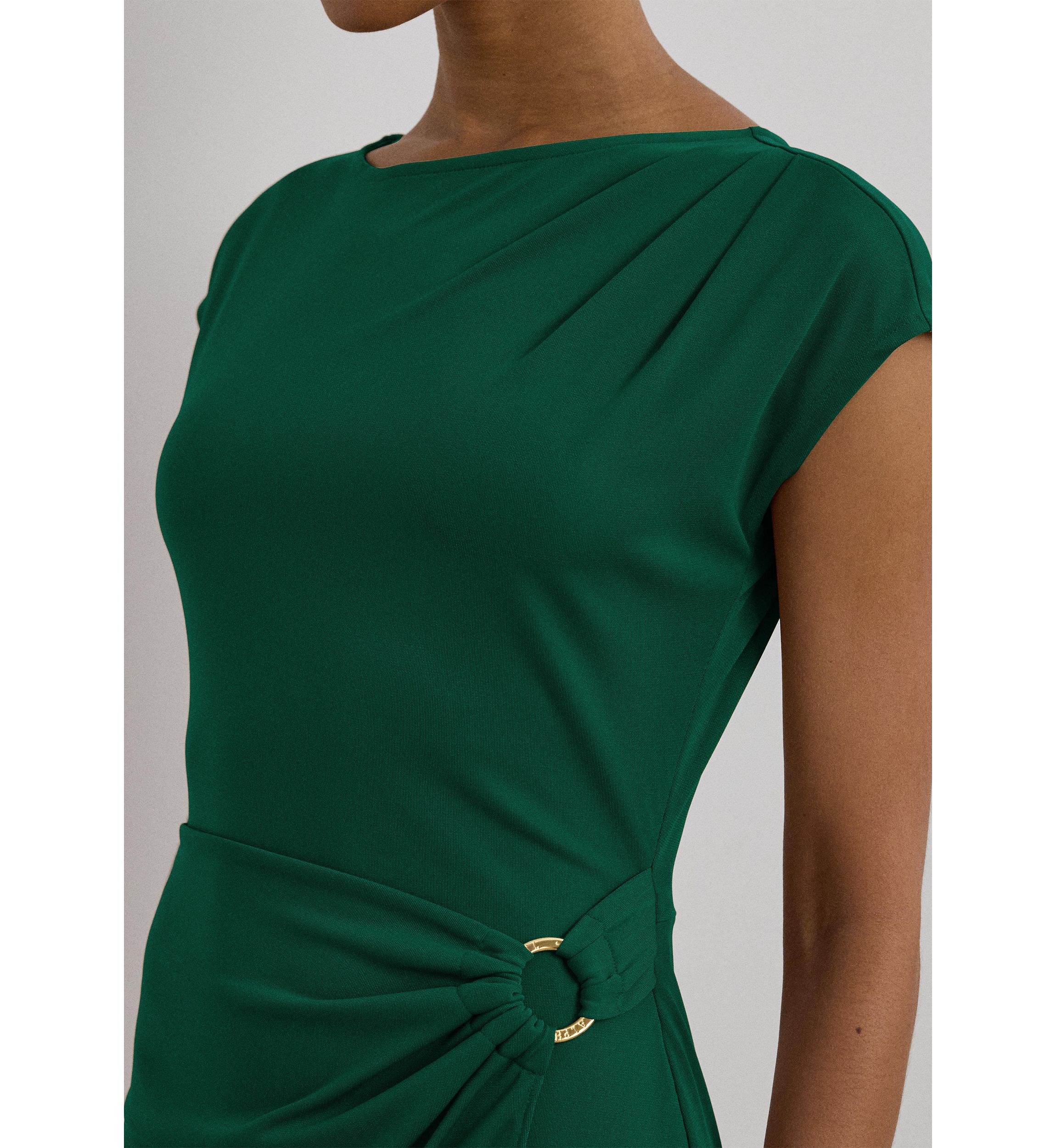 Ring Trim Jersey Cap Sleeve Dress