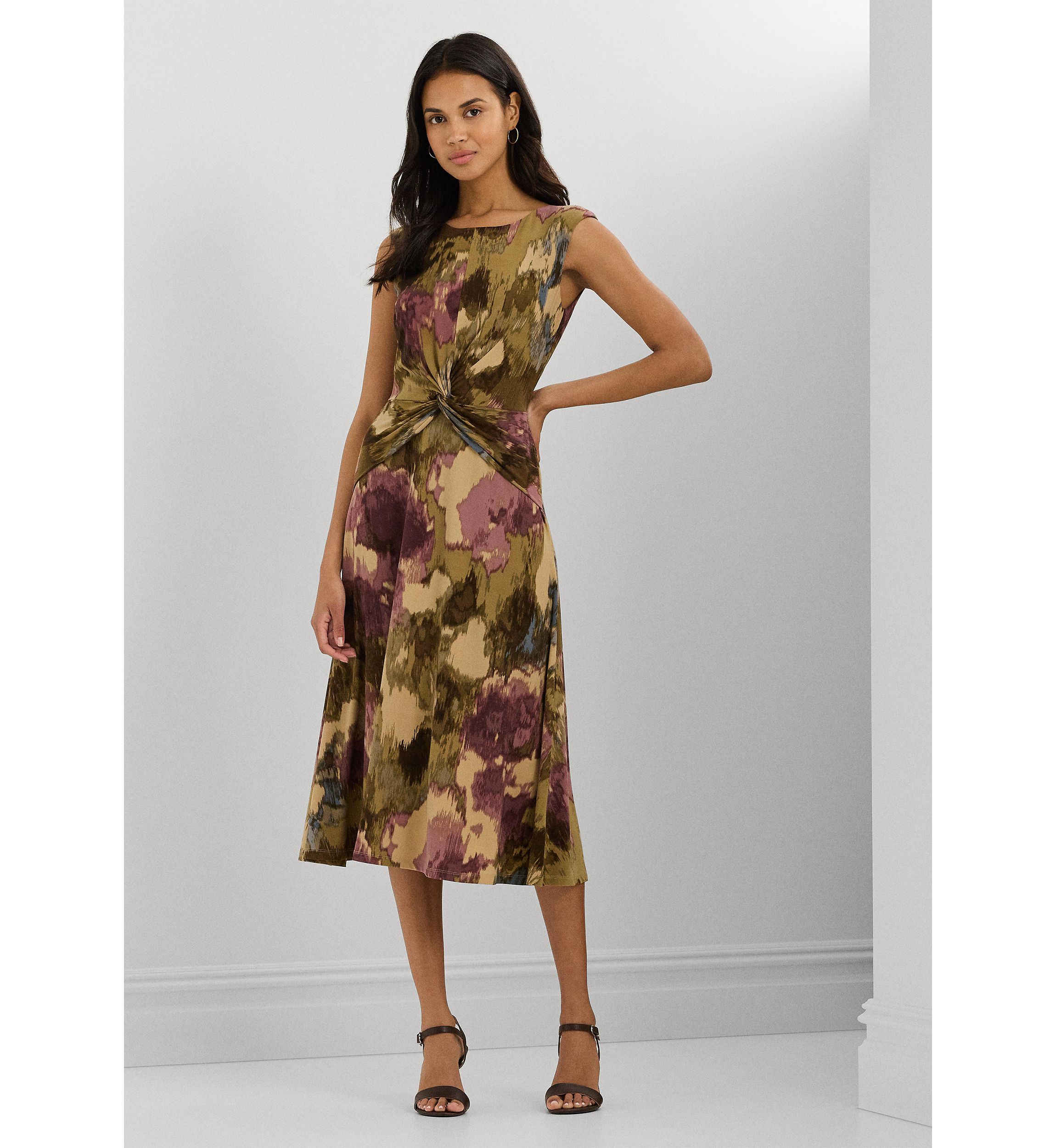 Floral Twist Front Jersey Dress