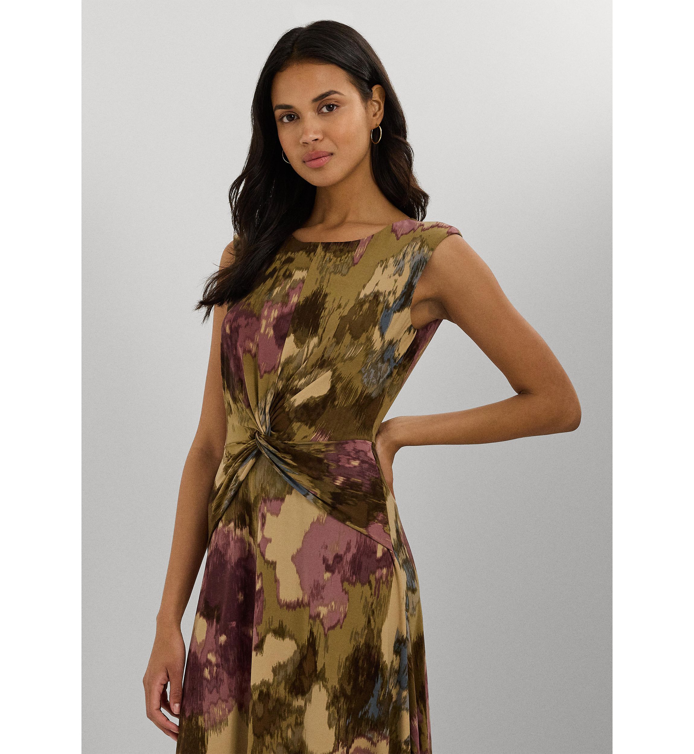 Floral Twist Front Jersey Dress