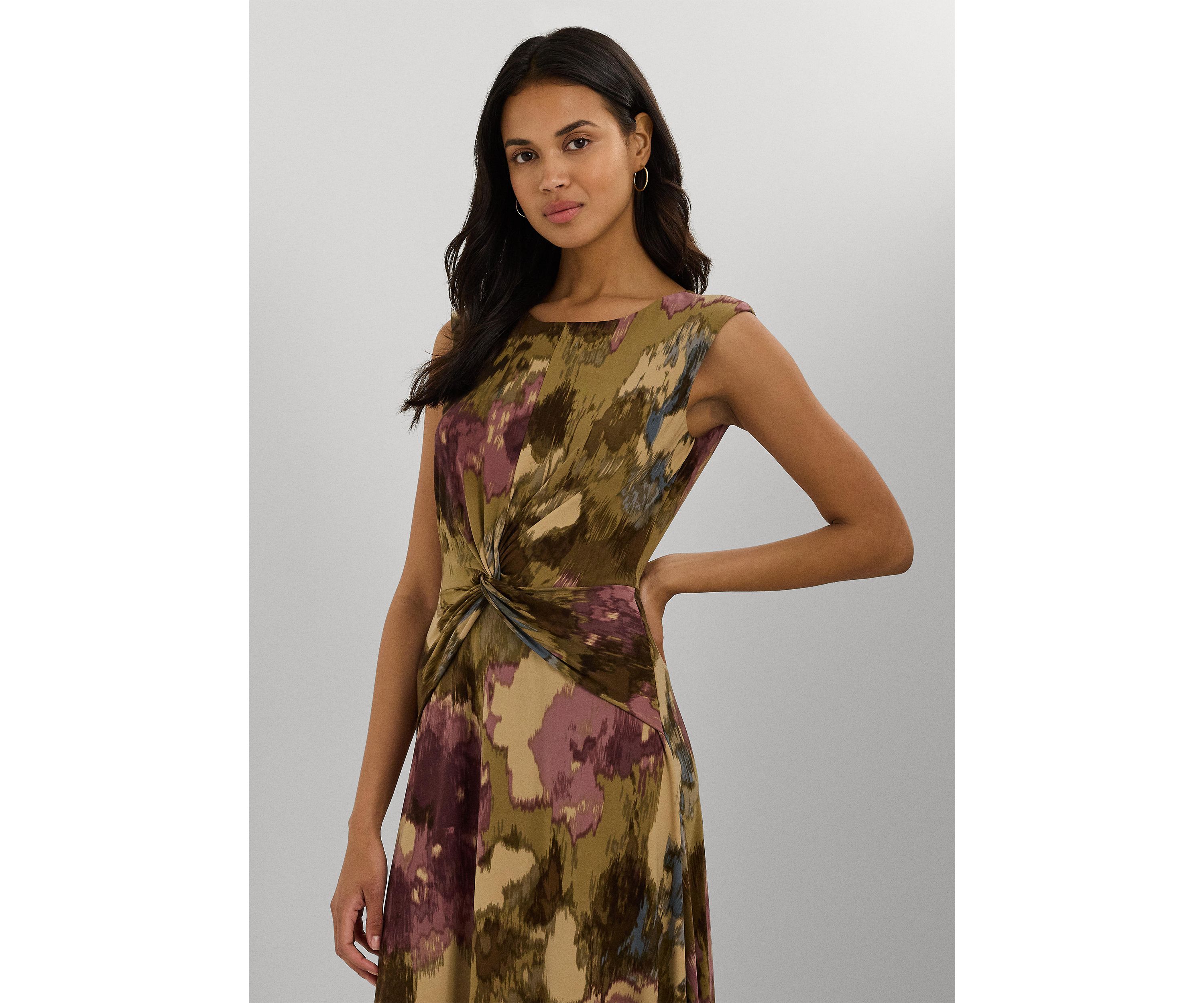 Floral Twist Front Jersey Dress