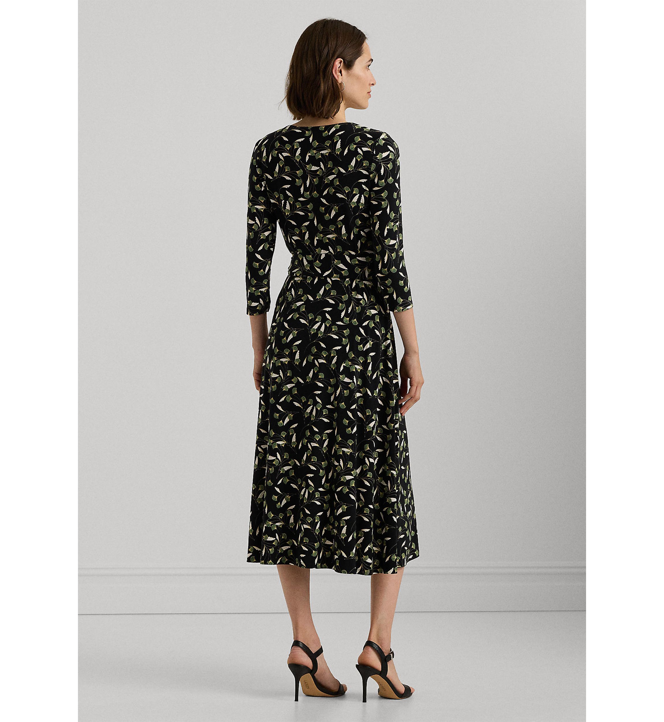 Floral Surplice Stretch Jersey Dress