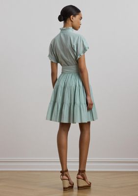 【Ralph Lauren】Striped Ruffle Trim Voile Shirtdress国内発送 Lauren Ralph Lauren Striped Ruffle Trim Voile Shirtdress | belk