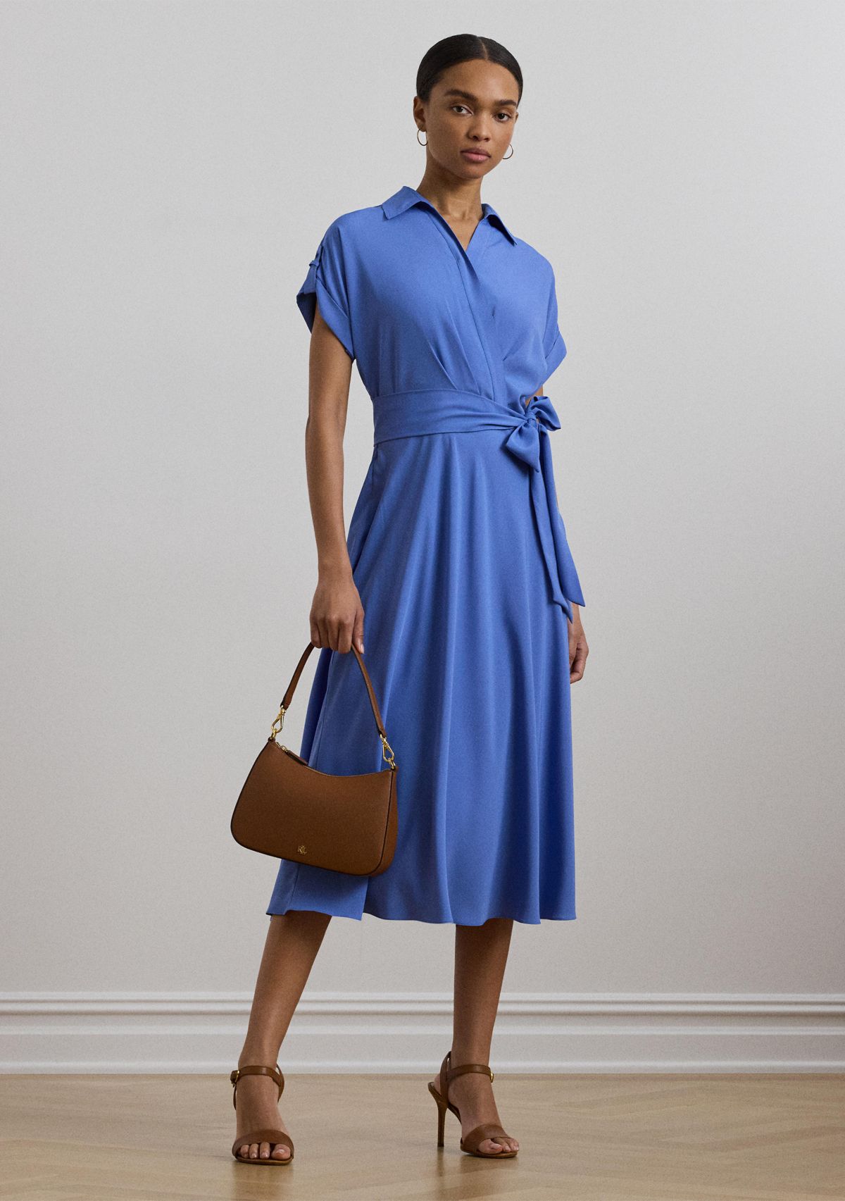 Petite Belted Crepe Dress