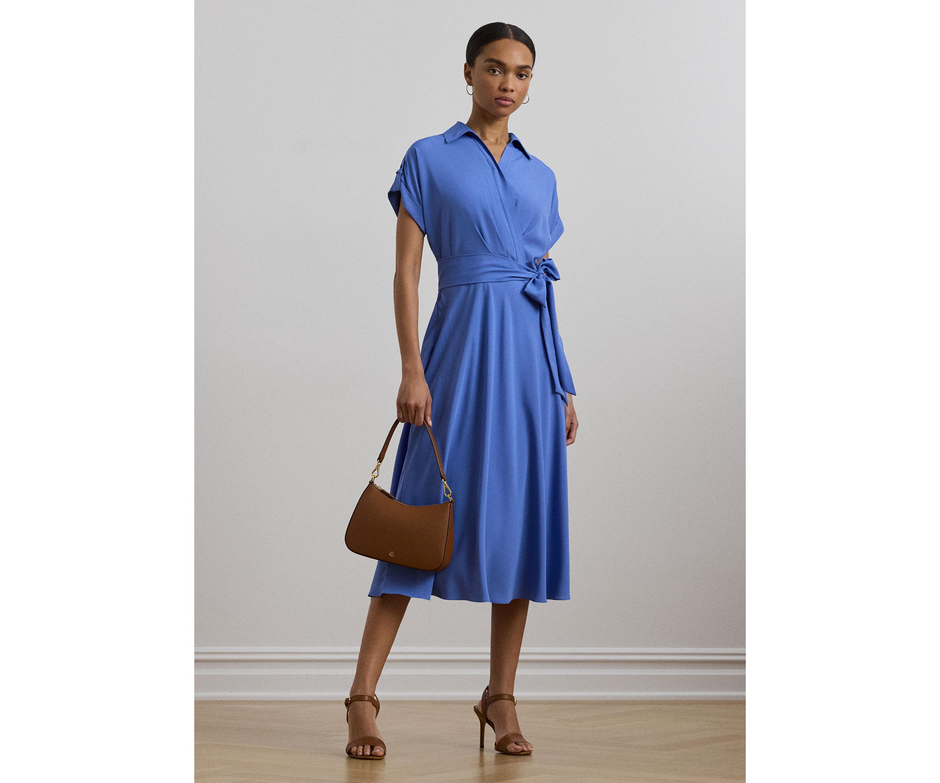 Petite Belted Crepe Dress