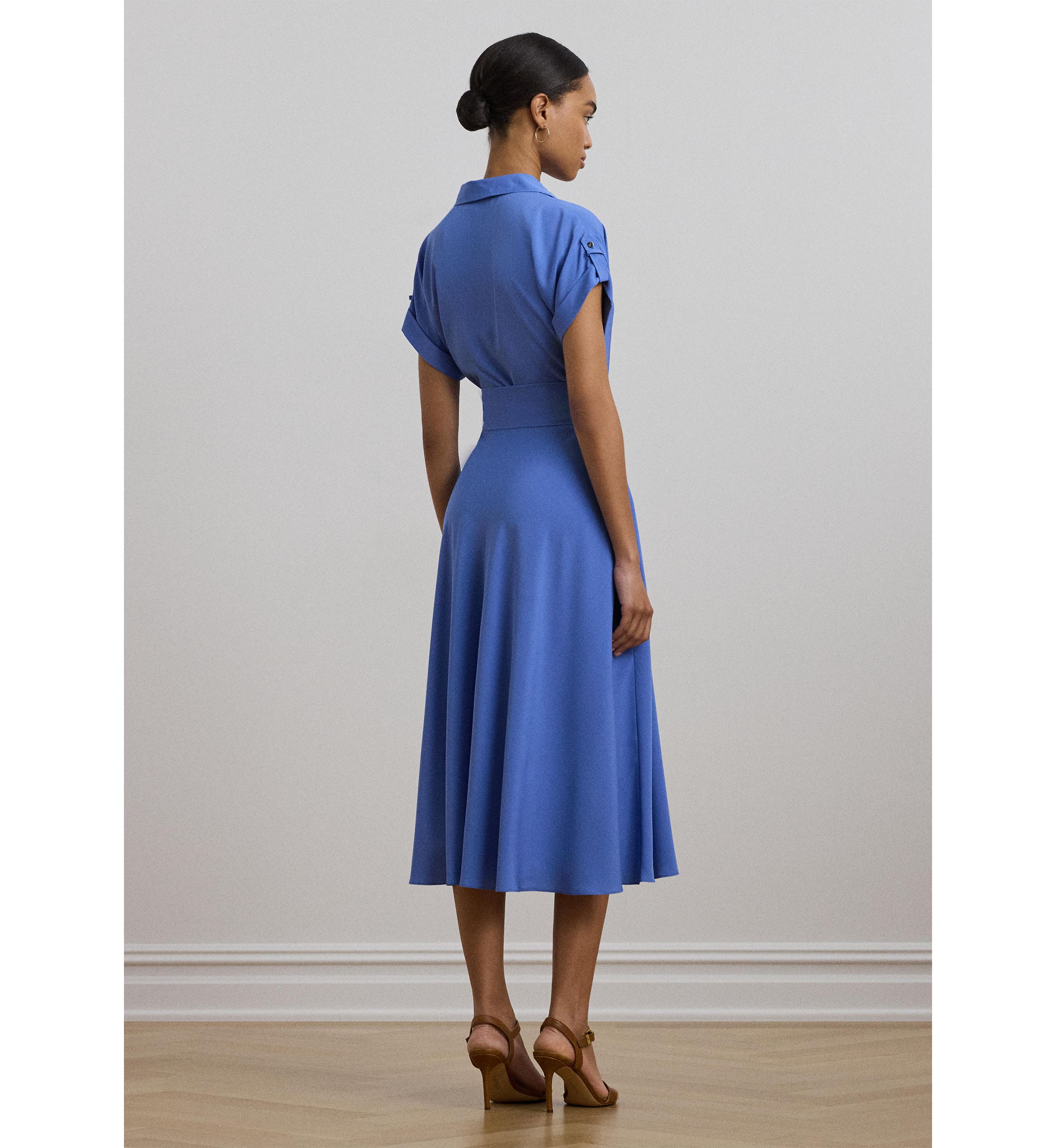Petite Belted Crepe Dress