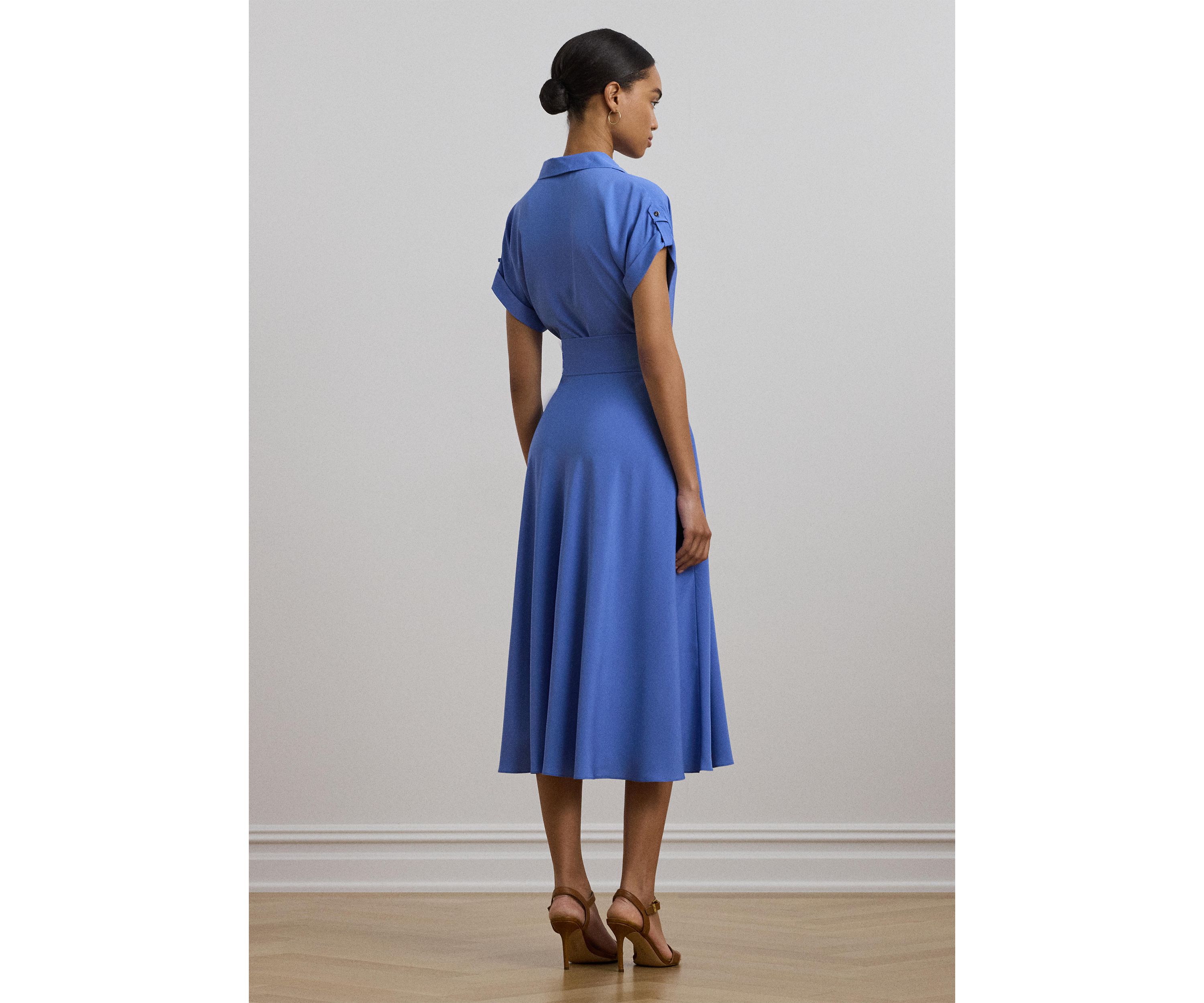 Petite Belted Crepe Dress