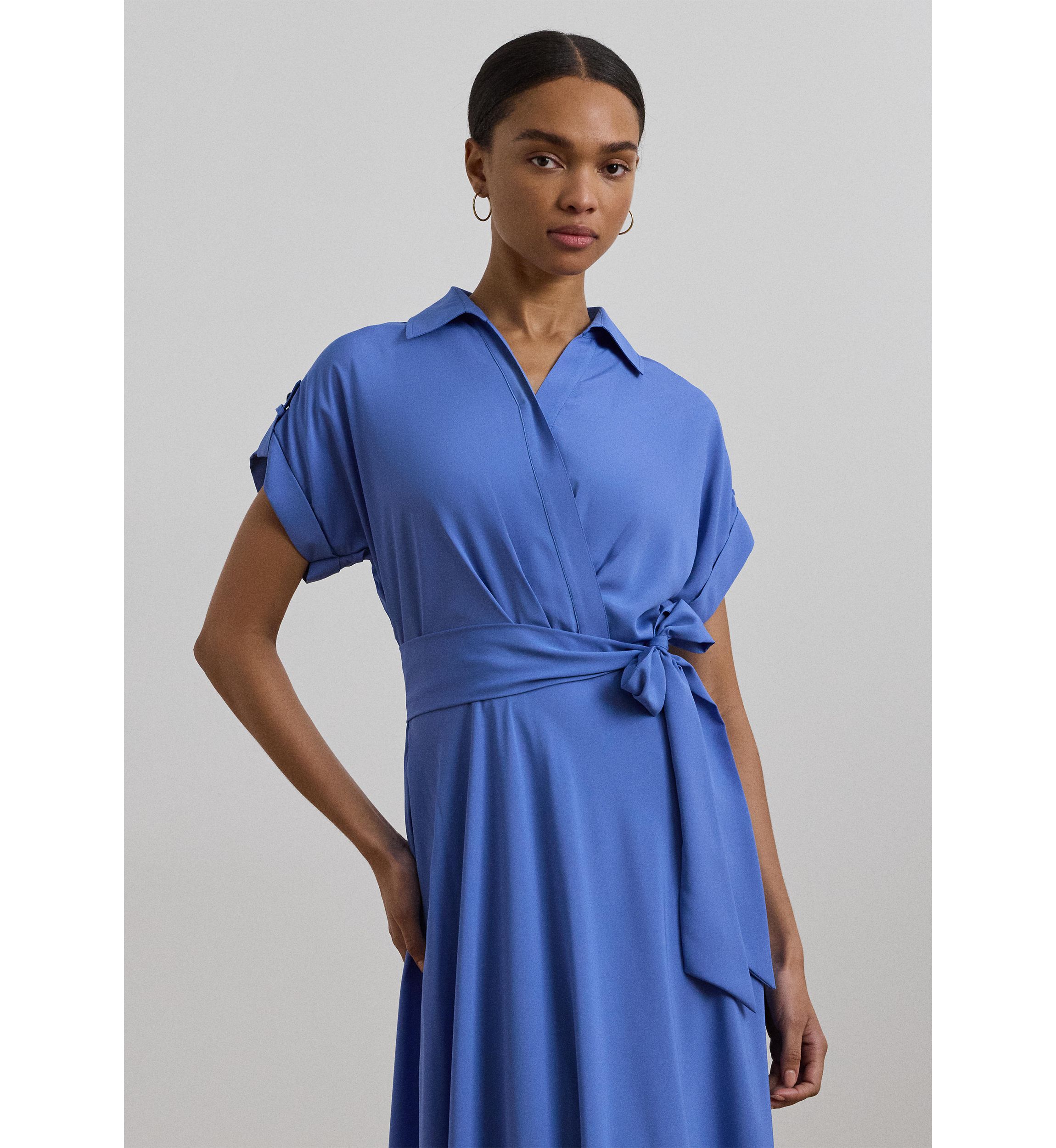 Petite Belted Crepe Dress
