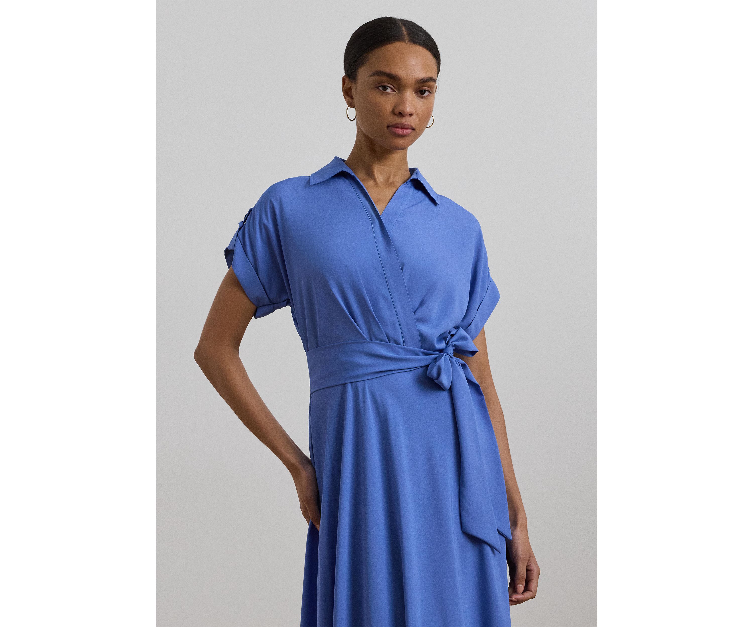 Petite Belted Crepe Dress
