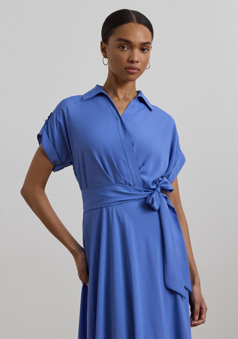 Petite Belted Crepe Dress
