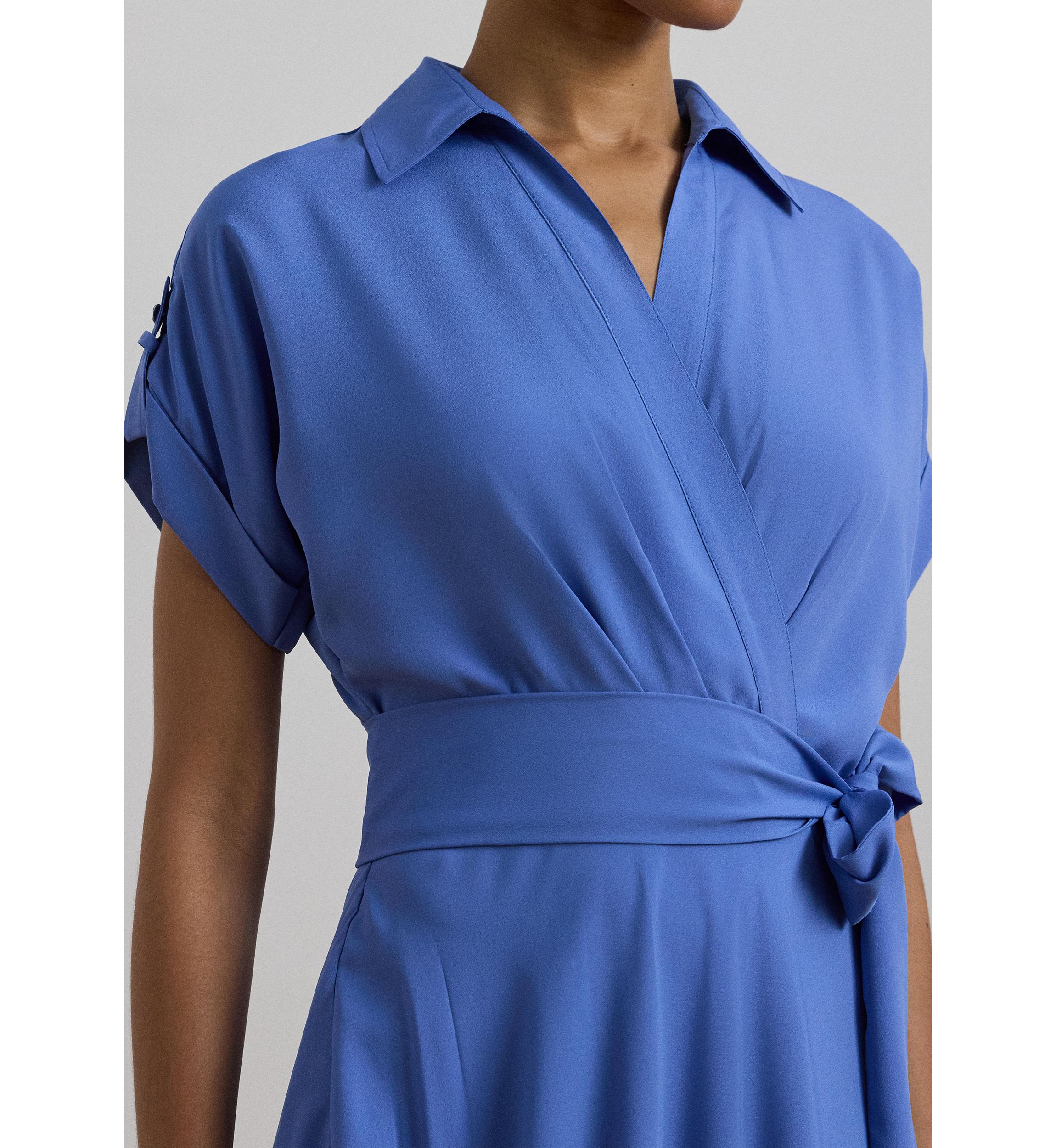 Petite Belted Crepe Dress