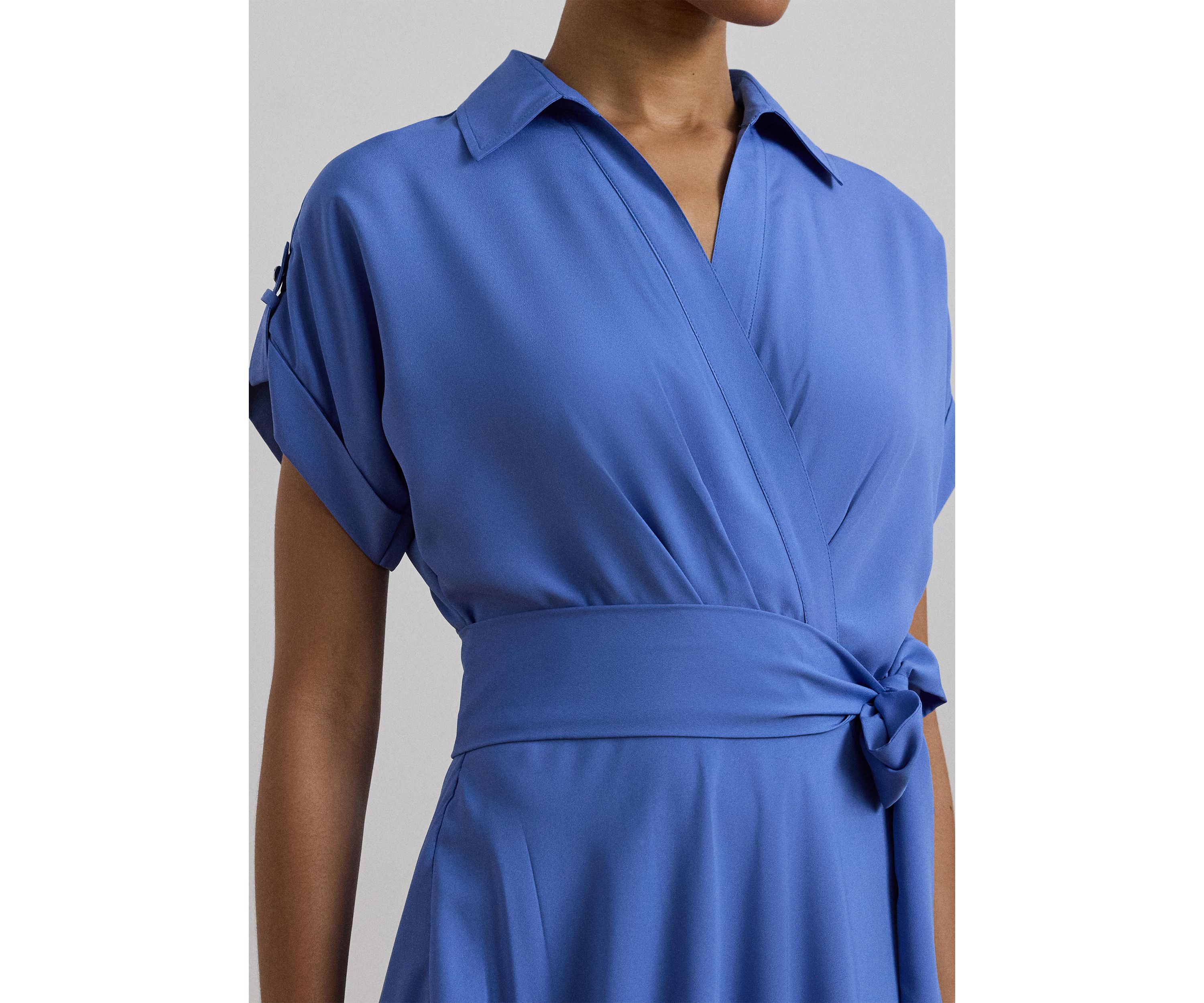 Petite Belted Crepe Dress