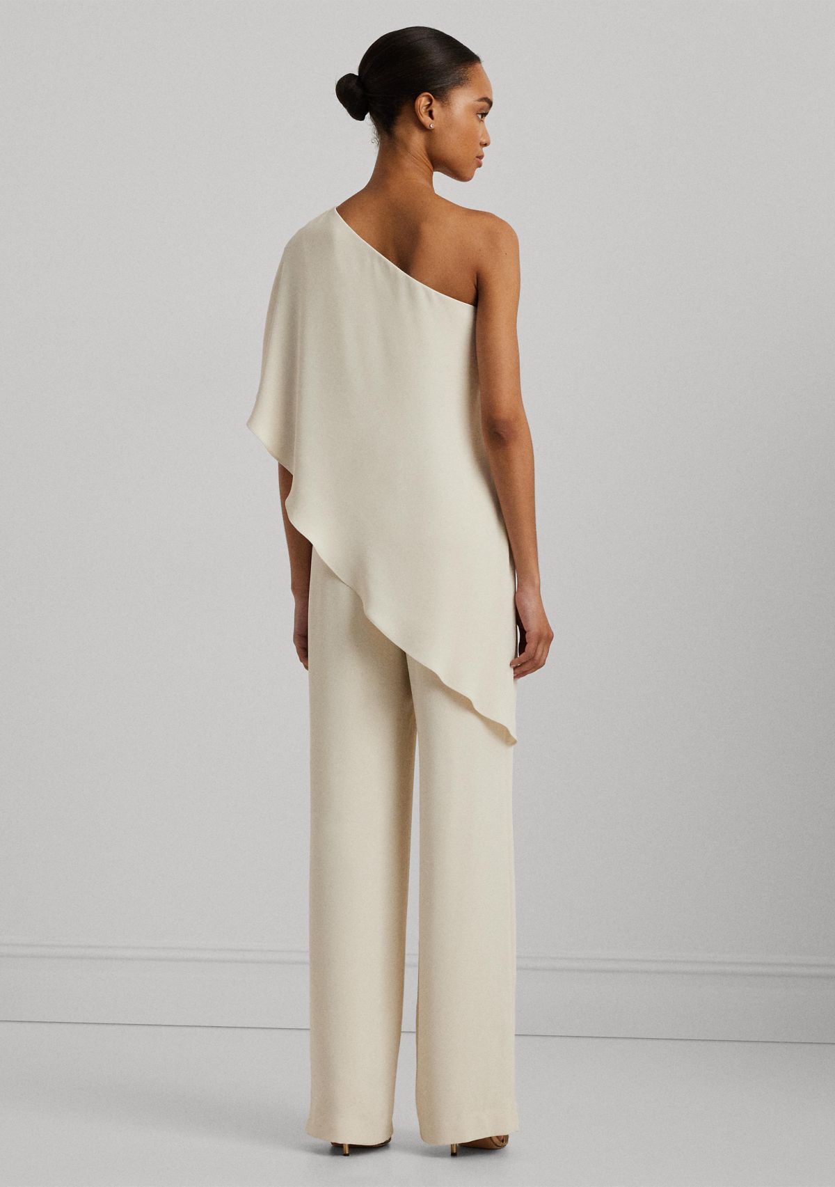 Cape Georgette One-Shoulder Jumpsuit