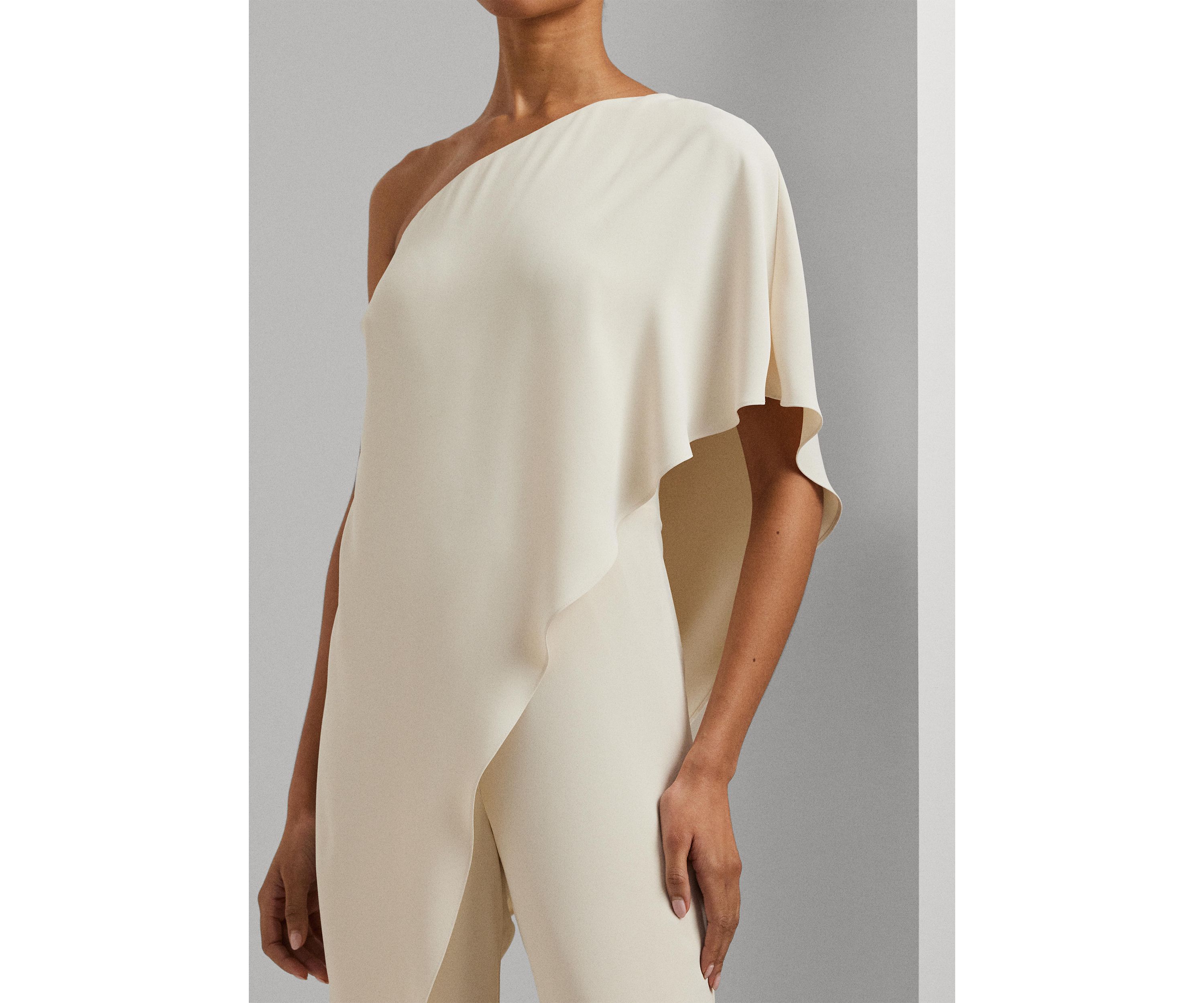 Cape Georgette One-Shoulder Jumpsuit