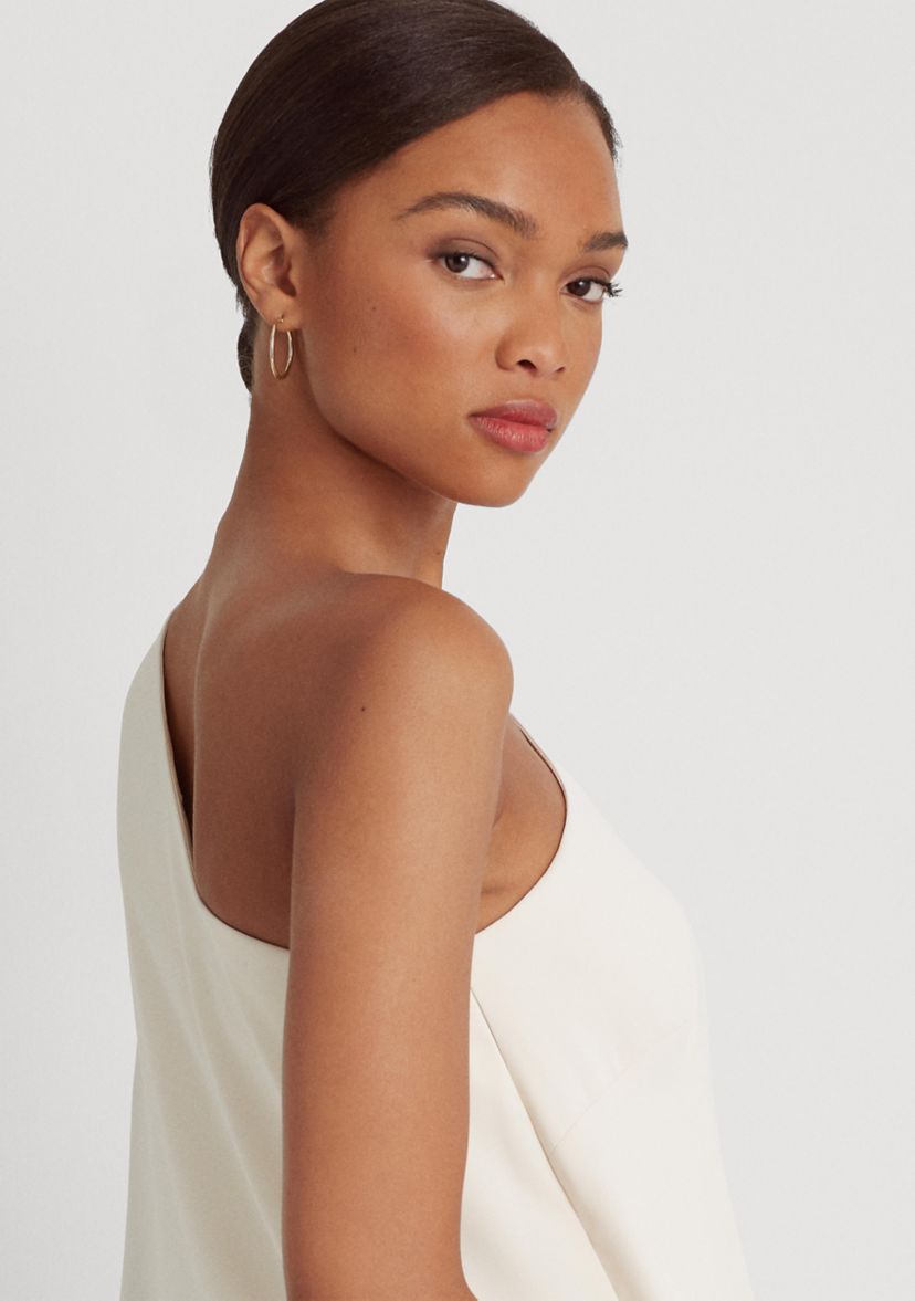Cape Georgette One-Shoulder Jumpsuit