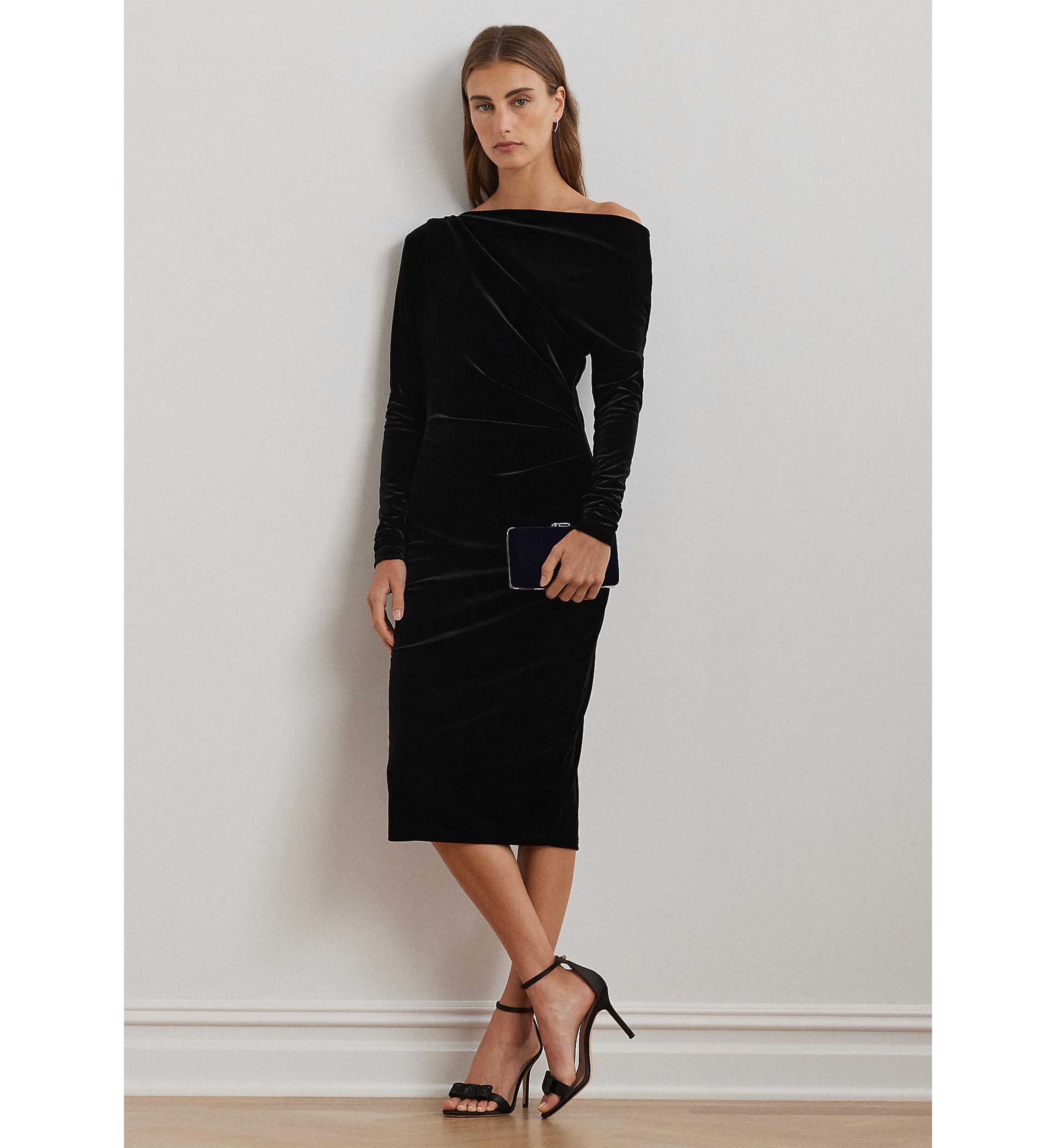 Plus Size Velvet One-Shoulder Cocktail Dress