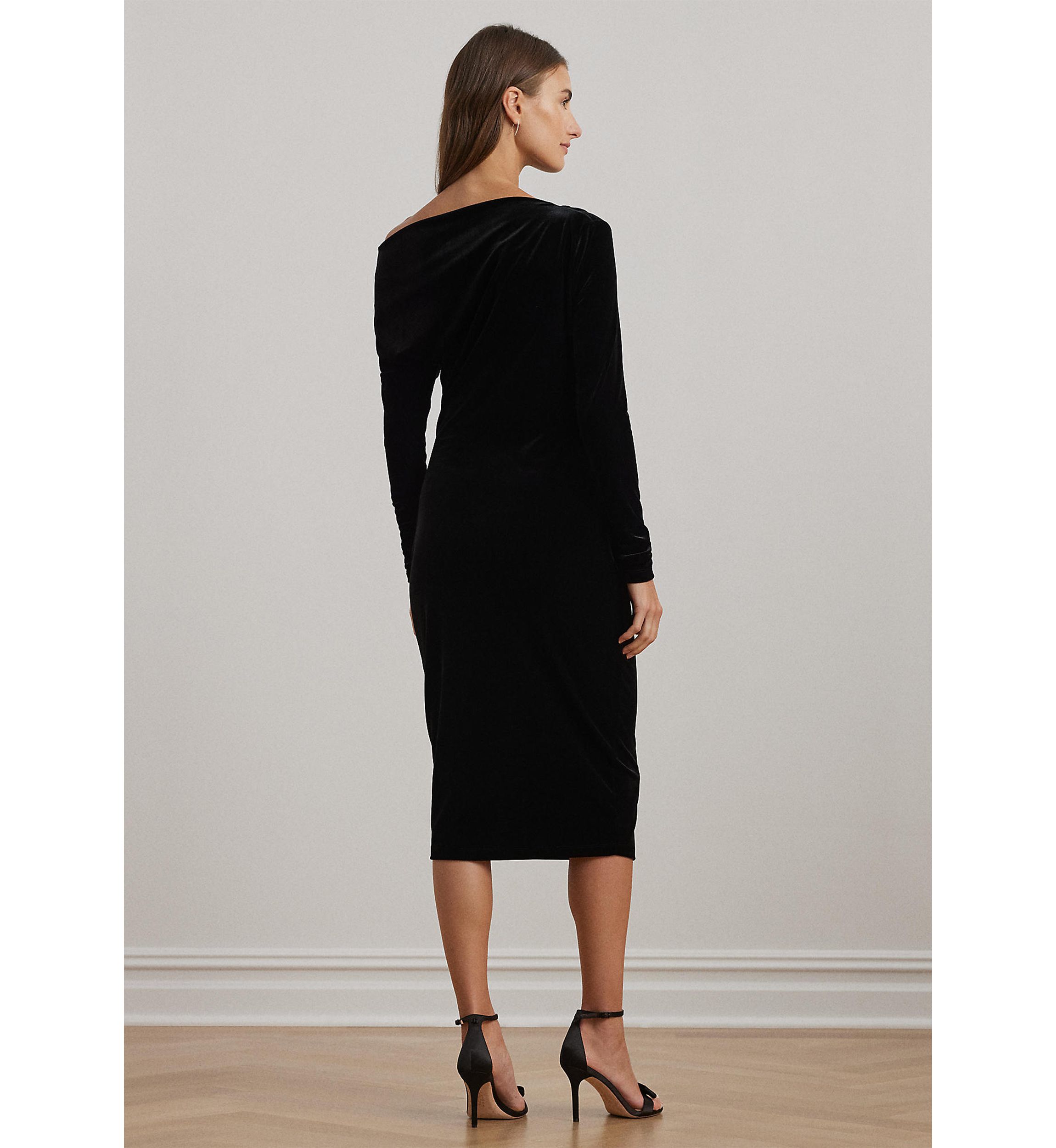 Plus Size Velvet One-Shoulder Cocktail Dress