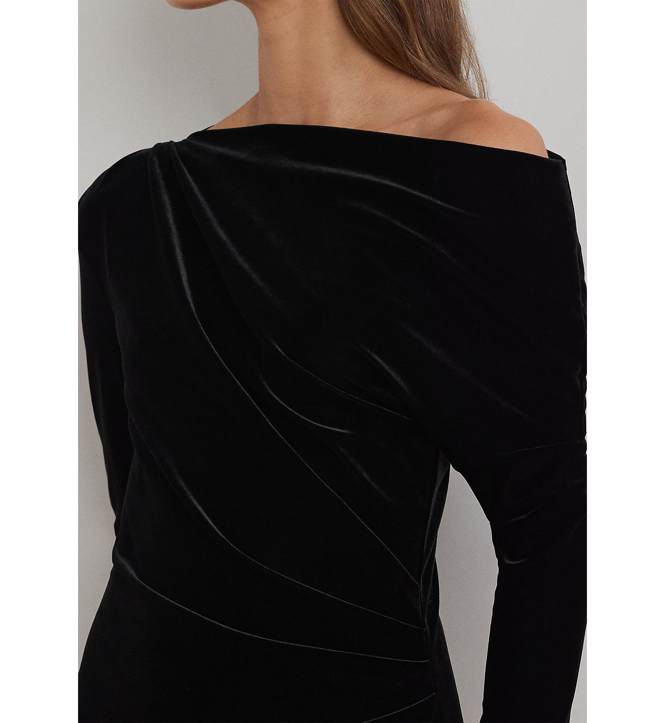Plus Size Velvet One-Shoulder Cocktail Dress