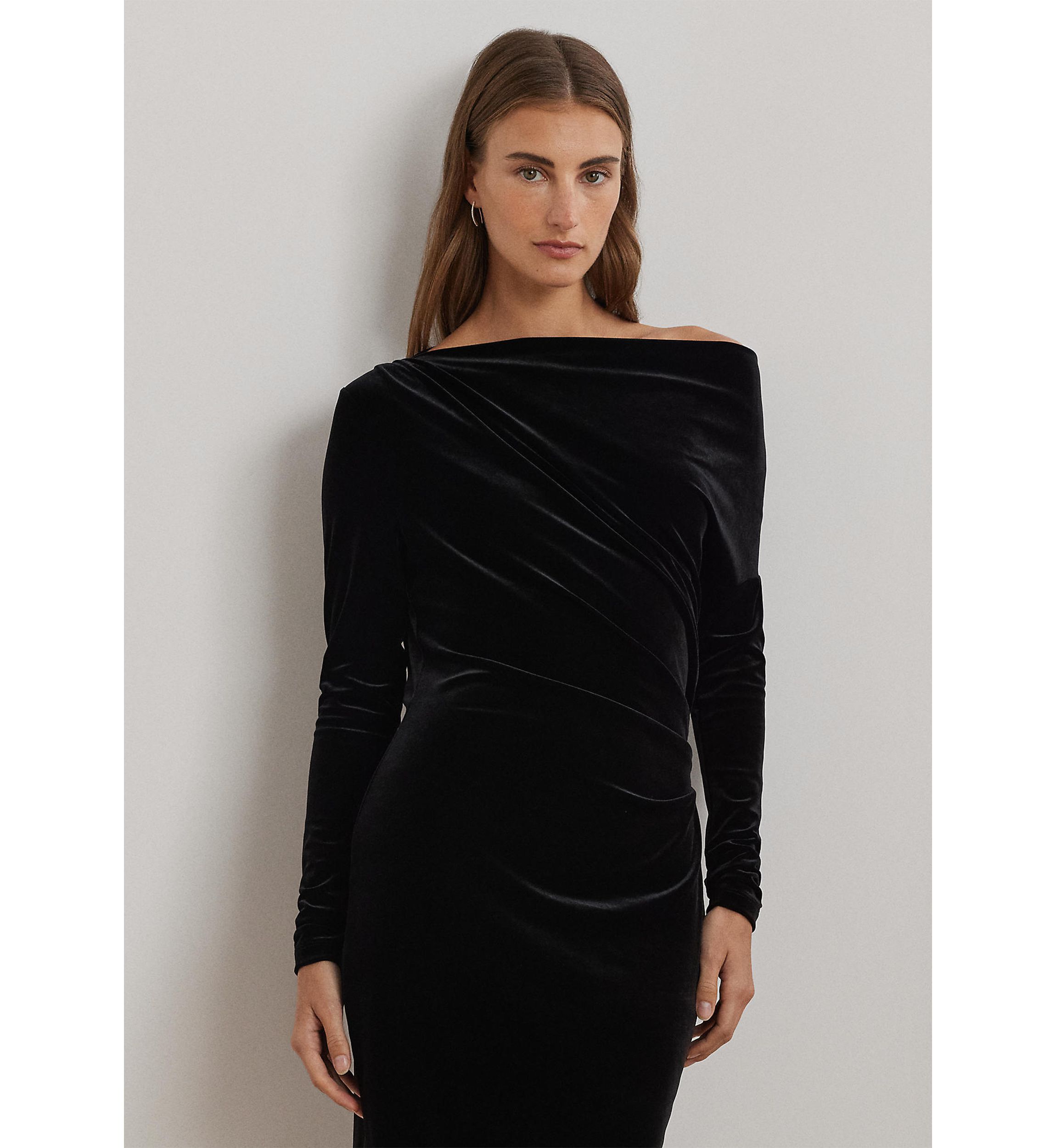 Plus Size Velvet One-Shoulder Cocktail Dress